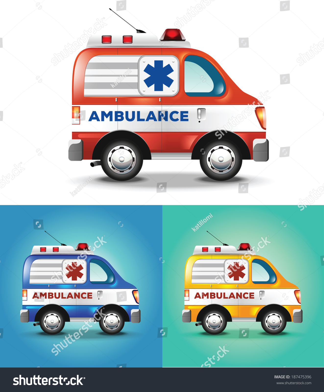 Vector Graphic Illustration Ambulance Car Blue Orange Yellow ...