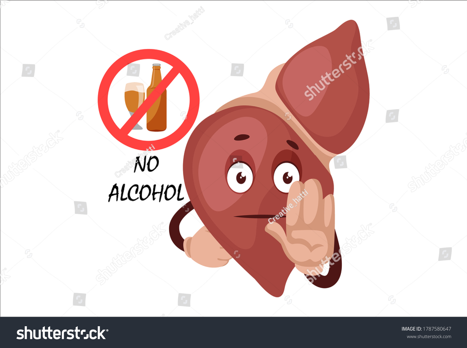 SVG of Vector graphic illustration. Liver is saying no alcohol. Individually on white background.	
 svg