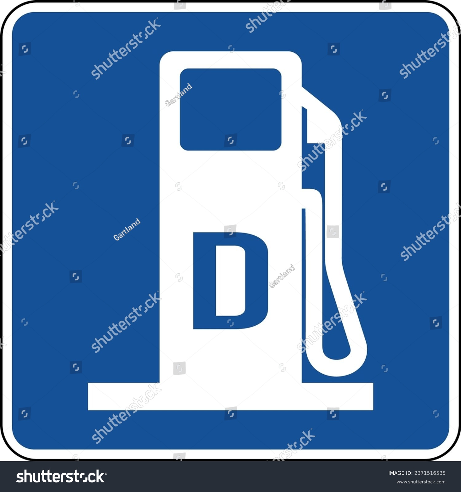 SVG of Vector graphic of a blue usa Alternative Fuel - Diesel mutcd highway sign. It consists of a silhouette of a gas pump with the letter D written on it contained in a blue square svg