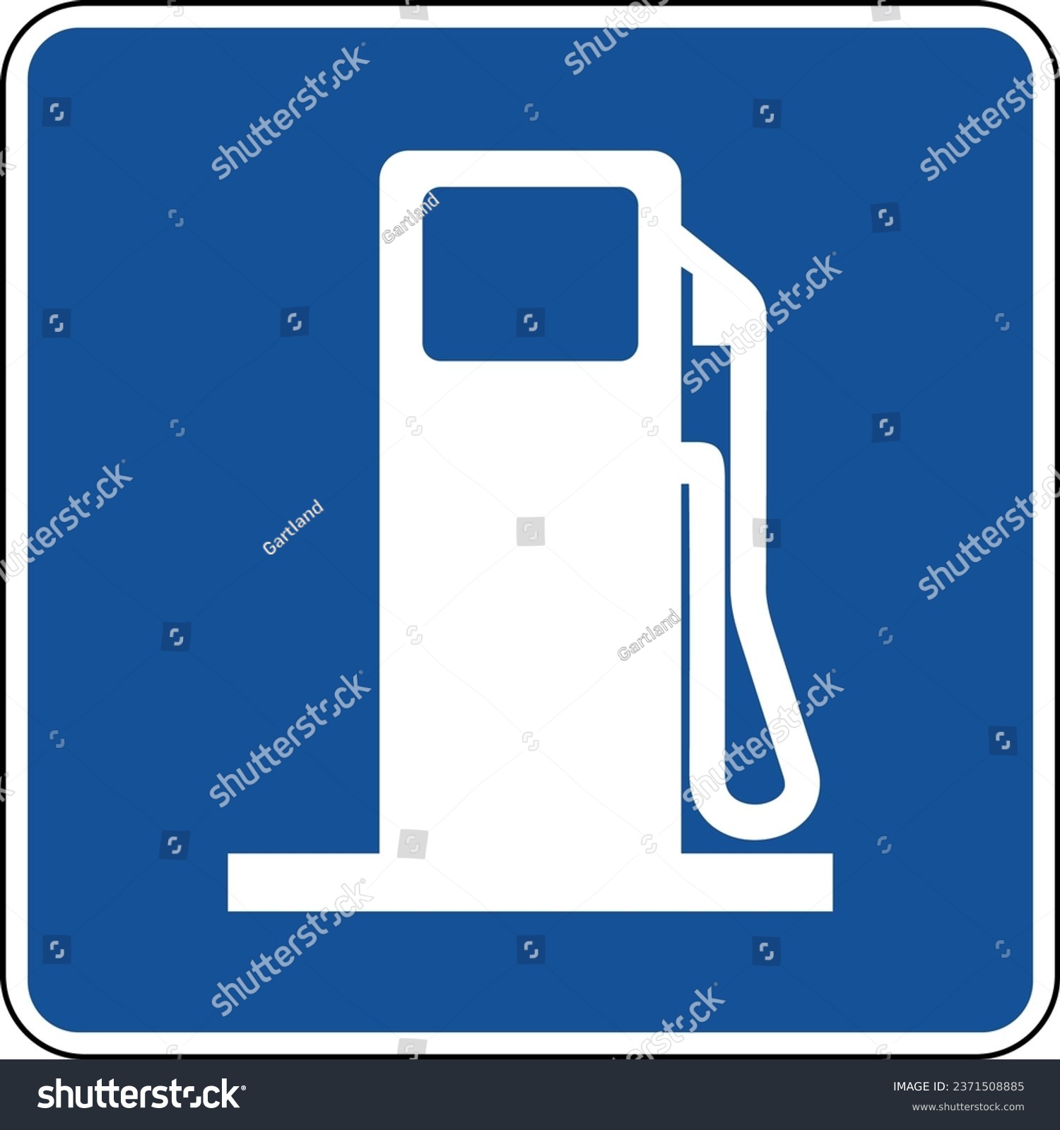 SVG of Vector graphic of a blue usa gas mutcd highway sign. It consists of a silhouette of a gas pump contained in a blue square svg
