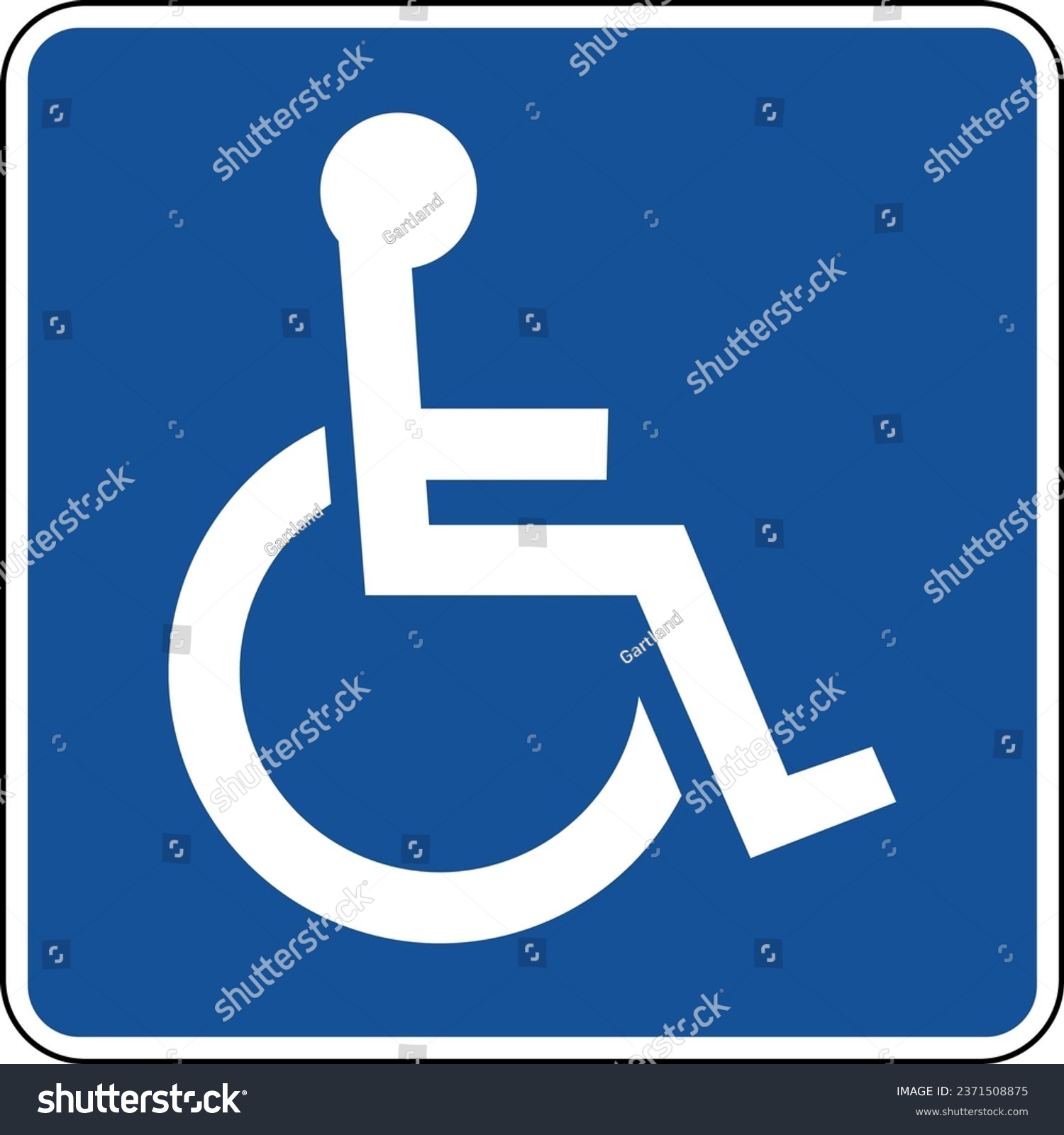 SVG of Vector graphic of a blue usa Handicapped Accessible mutcd highway sign. It consists of a silhouette of a handicapped person in a wheelchair contained in a blue square svg