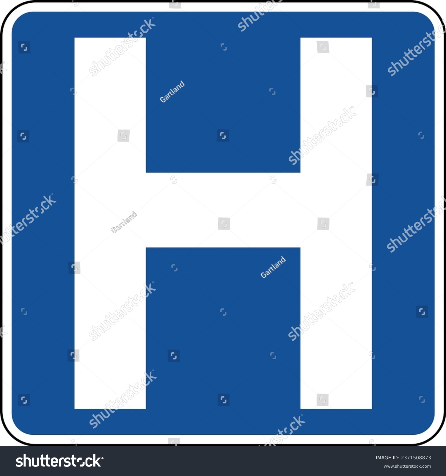 SVG of Vector graphic of a blue usa Hospital mutcd highway sign. It consists of a large letter H contained in a blue square svg