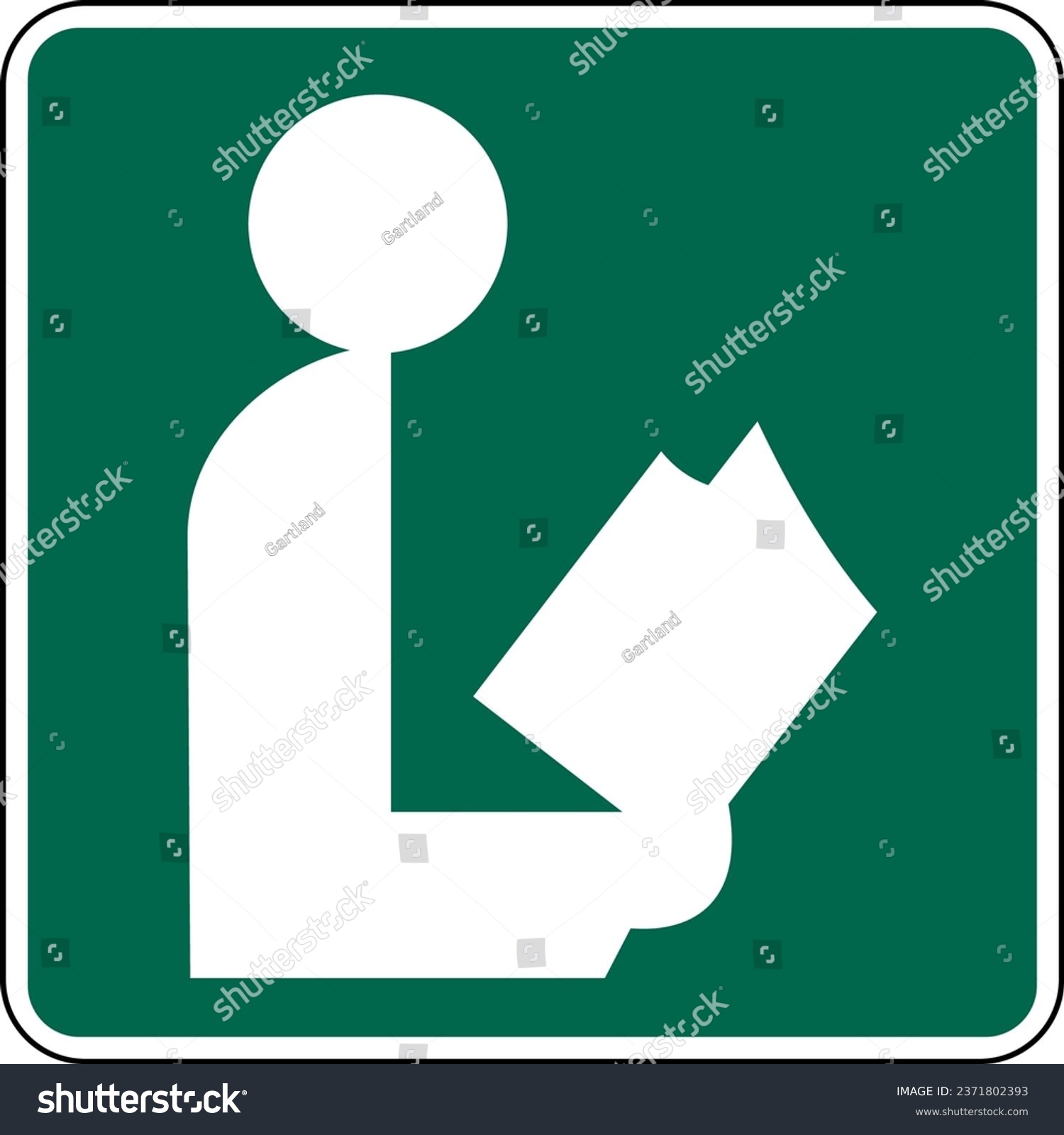 SVG of Vector graphic of a green USA Library mutcd highway sign. It consists of a silhouette of a person reading a book contained in a green square svg