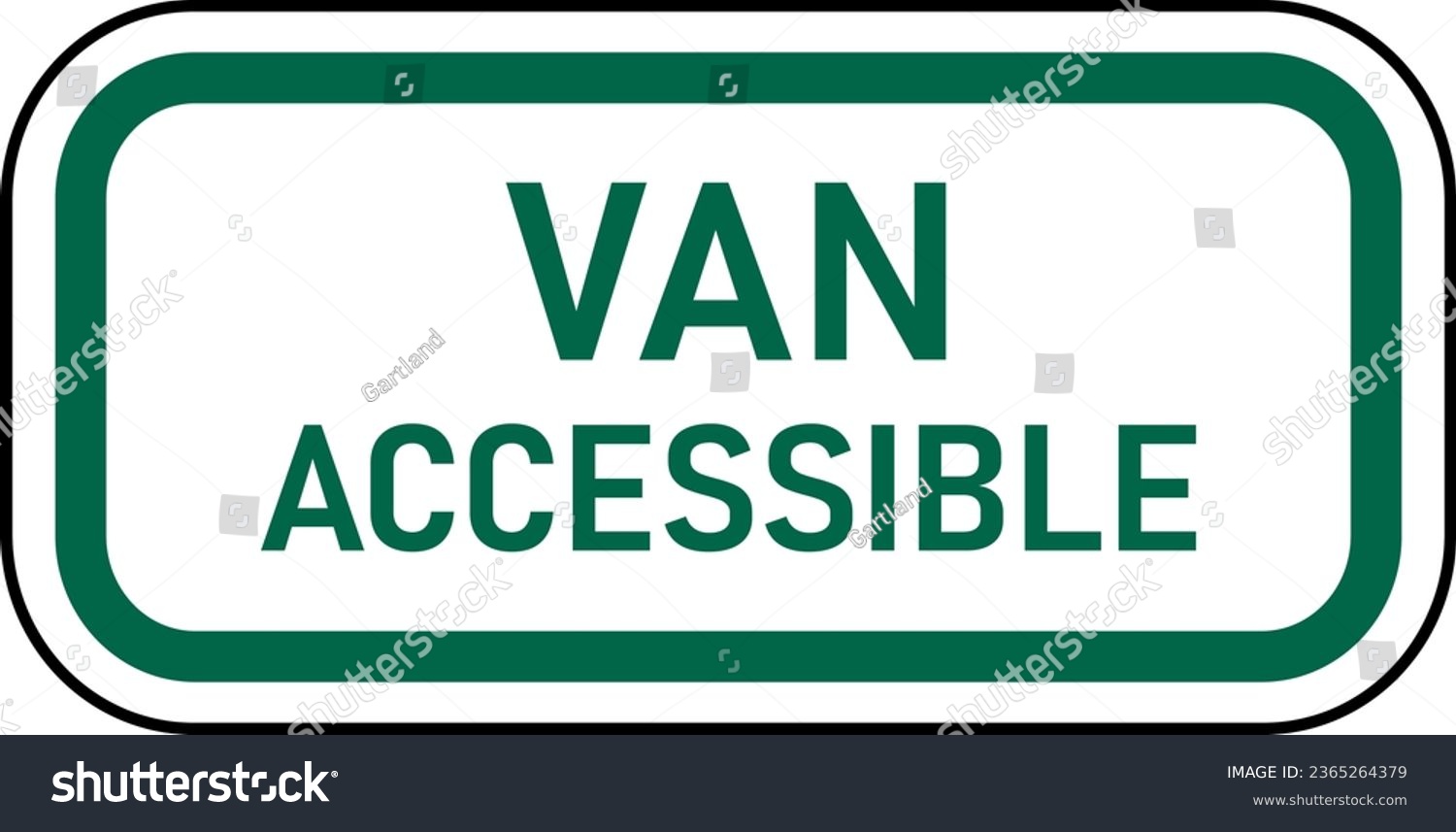 SVG of Vector graphic of a green usa Van Accessible MUTCD highway sign. It consists of the wording Van Accessible contained in a white rectangle svg