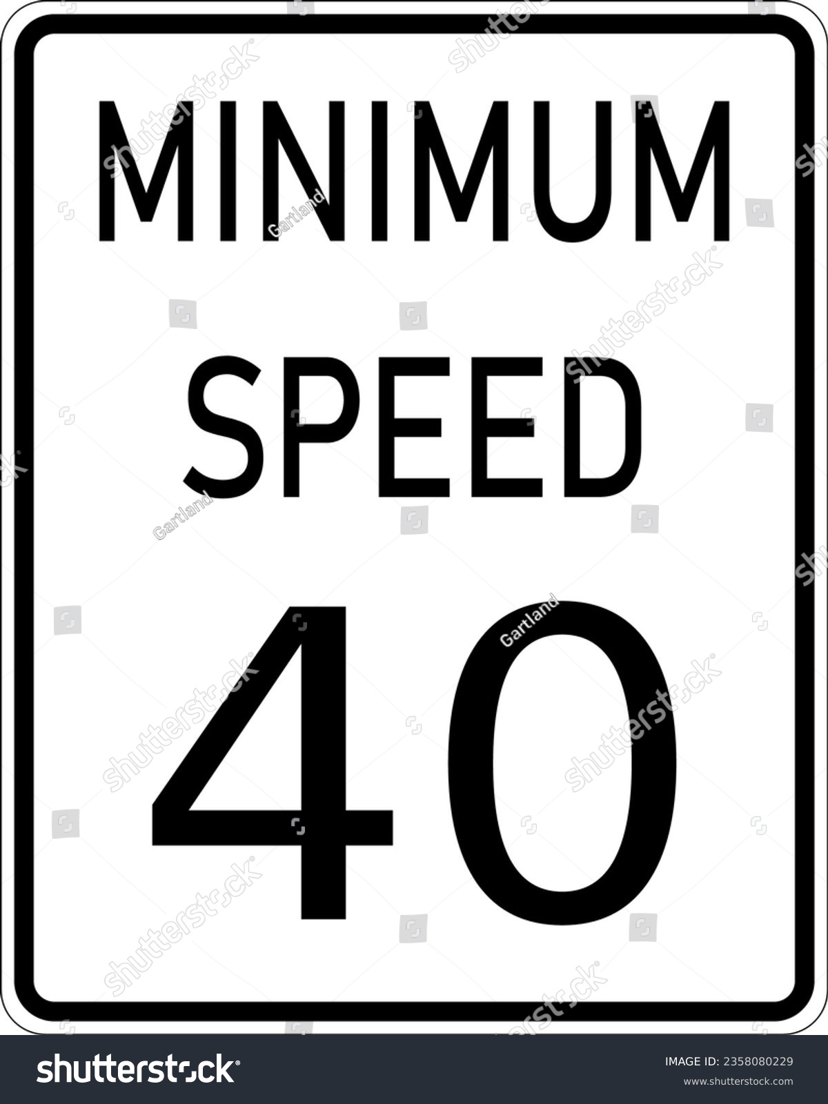 SVG of Vector graphic of a usa Minimum Speed Limit highway sign. It consists of the wording Minimum Speed and the mandatory speed in a white rectangle svg