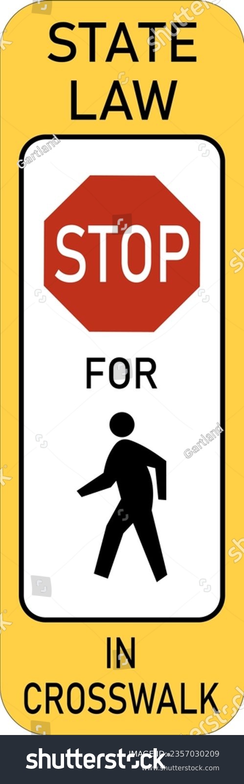 SVG of Vector graphic of a usa Stop for Pedestrians on Crosswalk highway sign. It consists of an octagonal stop sign and the silhouettes of a pedestrian in a white rectangle svg