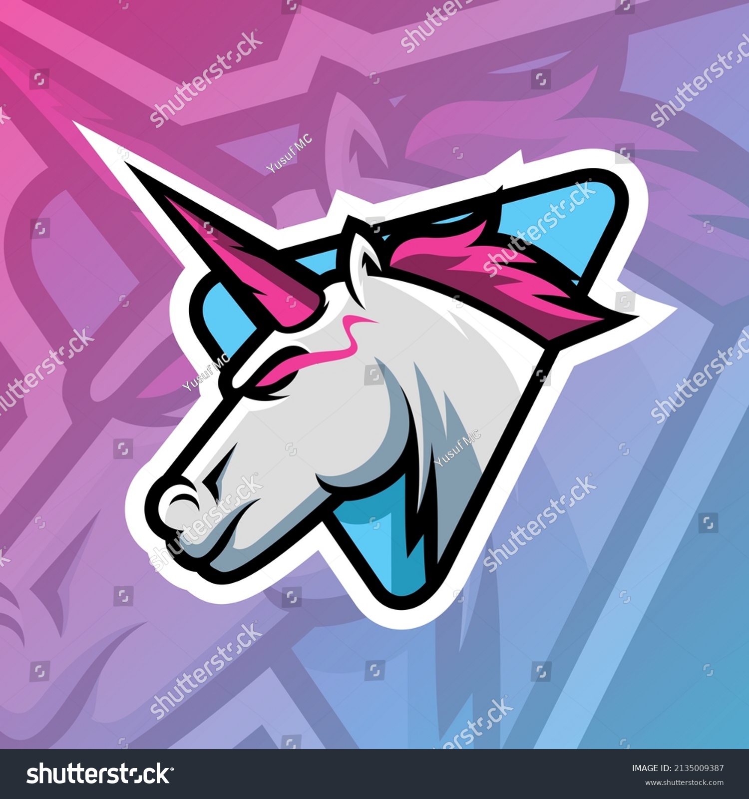 SVG of vector graphics illustration of a unicorn in esport logo style. perfect for game team or product logo svg