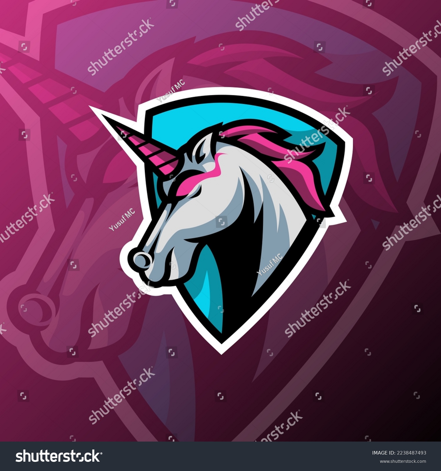 SVG of vector graphics illustration of a unicorn in esport logo style. perfect for game team or product logo svg