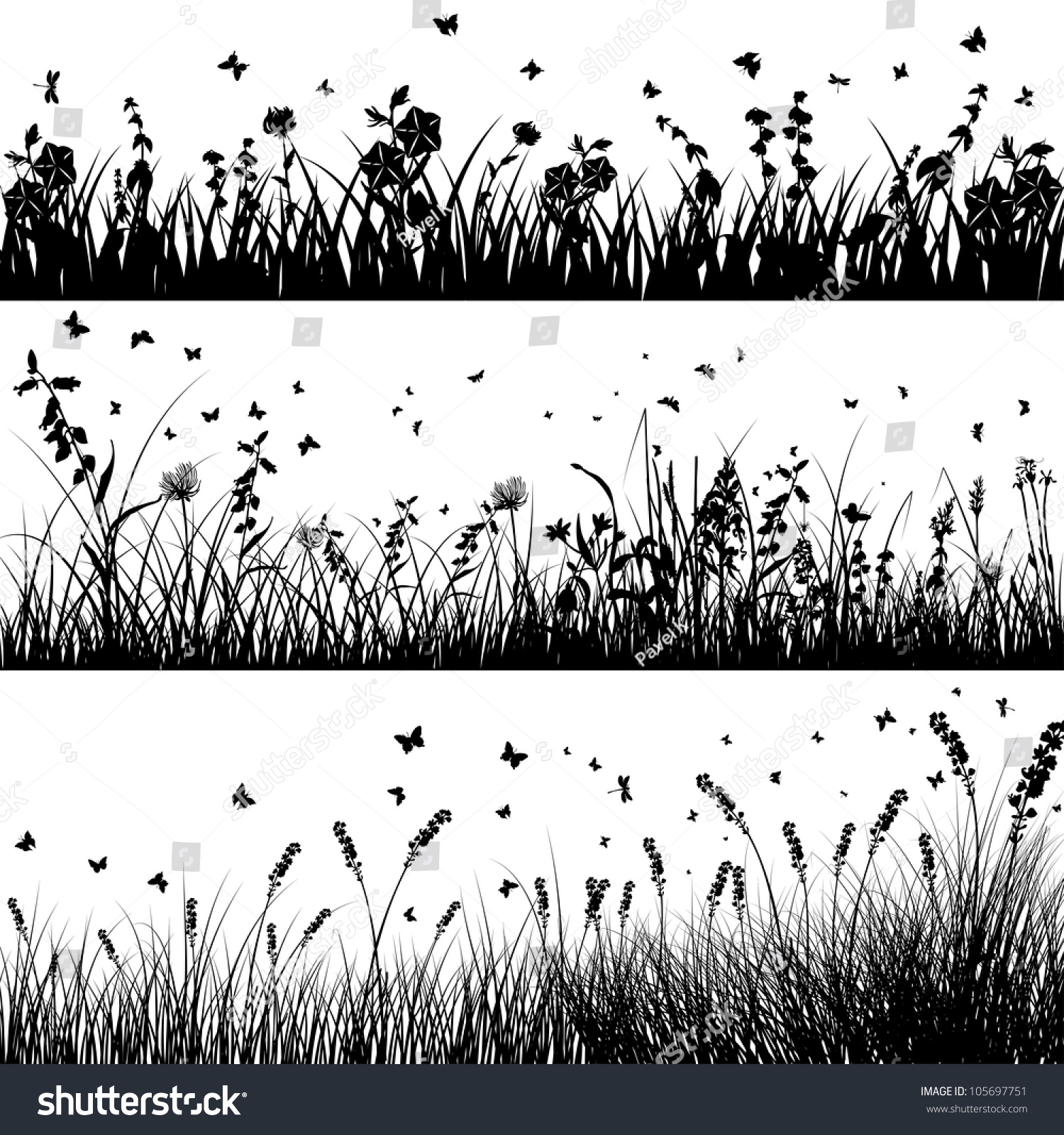 Download Vector Grass Silhouette Background Set All Stock Vector 105697751 - Shutterstock