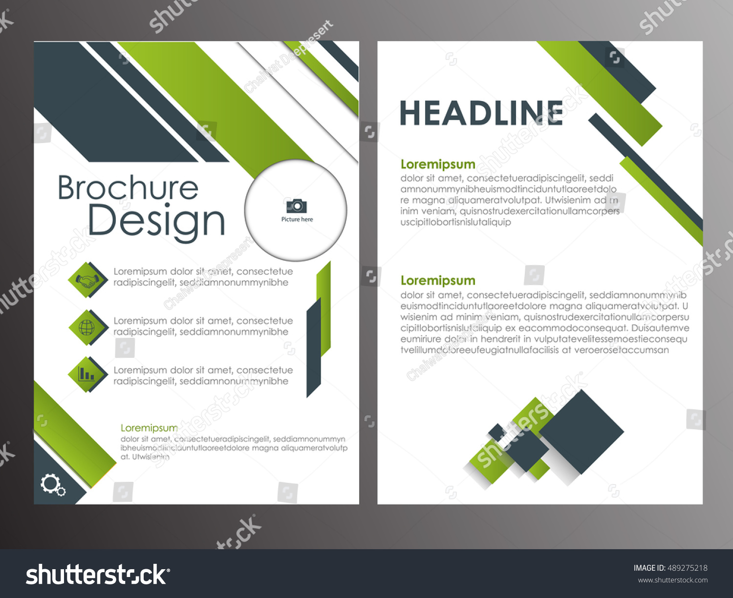 Vector Green Black Flyer Design Layout Stock Vector Royalty Free 489275218