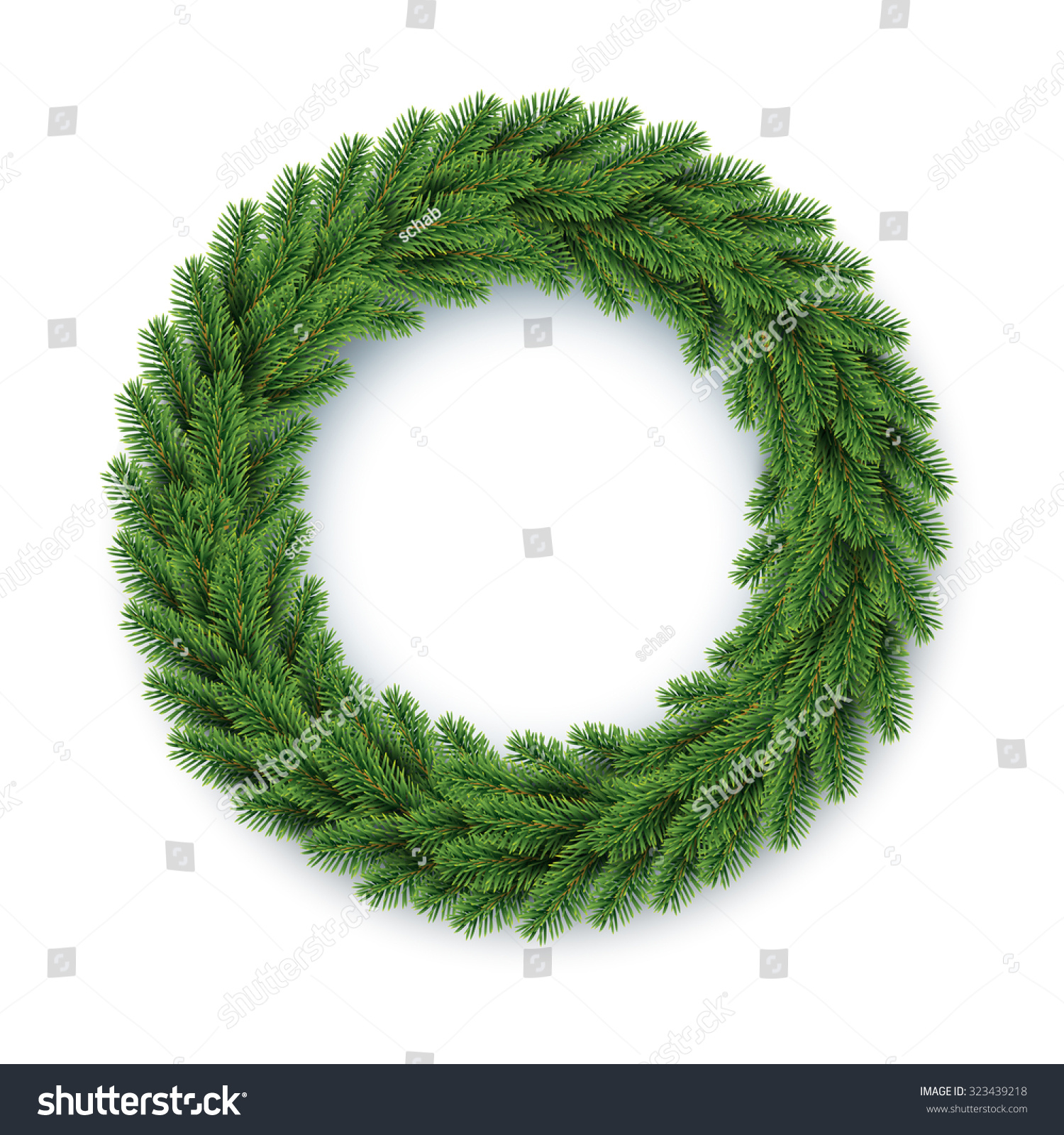 Vector Green Christmas Wreath Global Colors 스톡 벡터(사용료 없음) 323439218