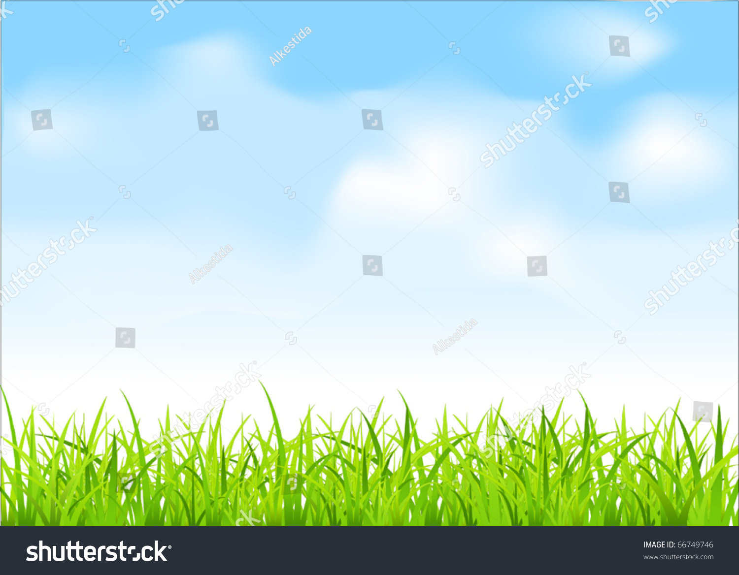 Vector Green Grass And Blue Sky - 66749746 : Shutterstock