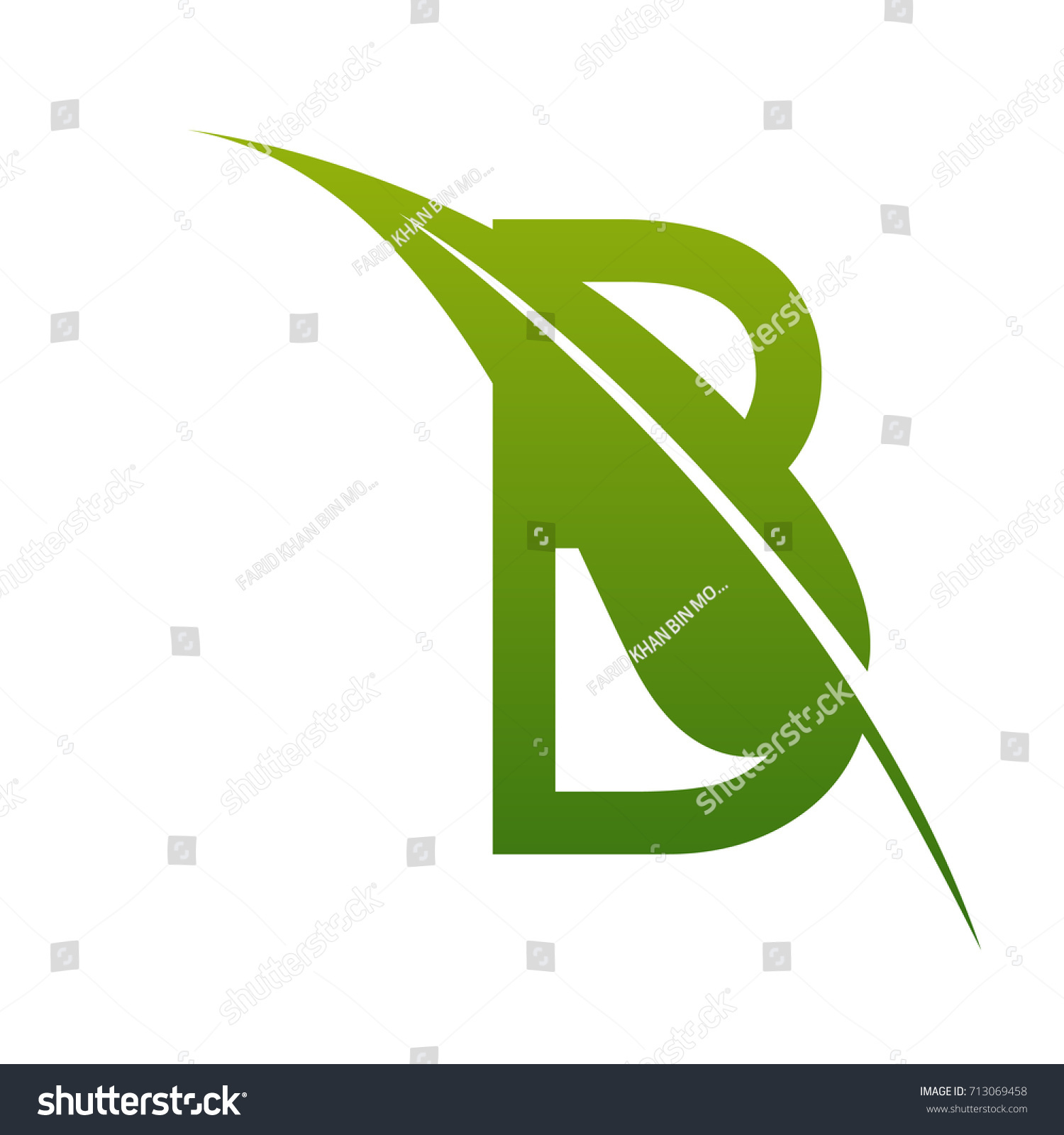 Vektor Stok Vector Green Letter B Botanical Logo (Tanpa Royalti ...