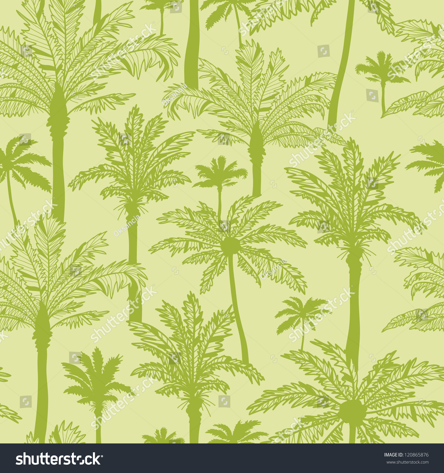 Vector Green Palm Trees Seamless Pattern Stock Vector (Royalty Free ...