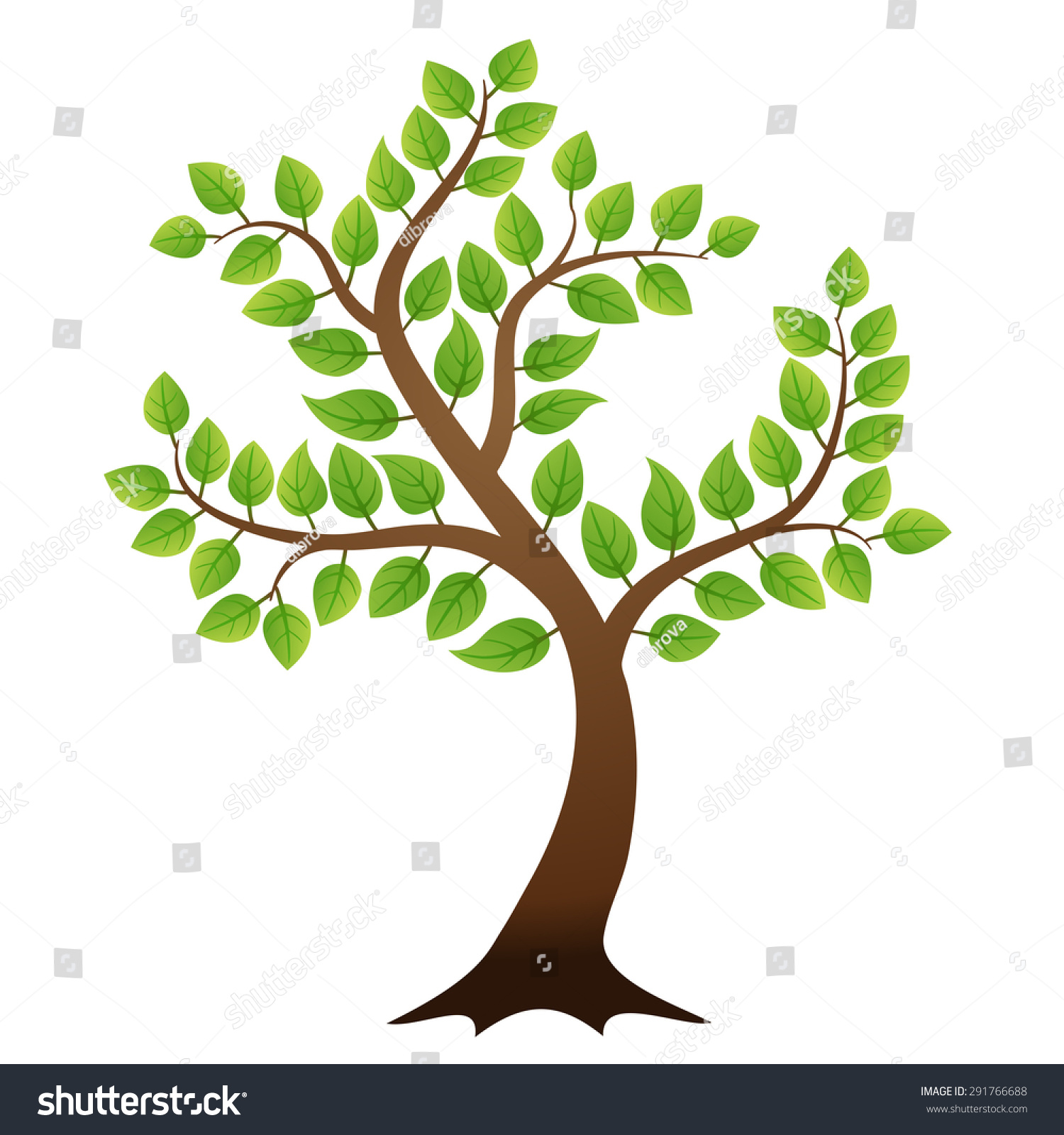 Vector Green Tree On White Background Stock Vector 291766688 - Shutterstock