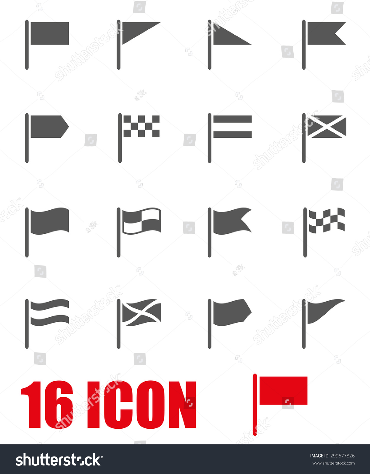 Vector Grey Flag Icon Set. - 299677826 : Shutterstock