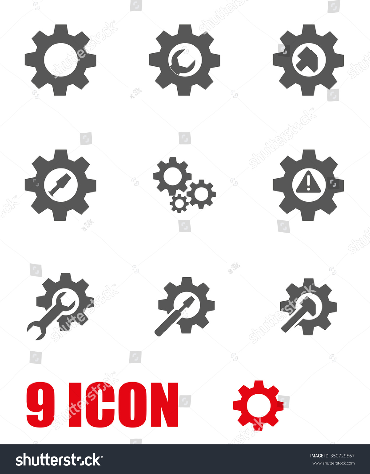 Vector Grey Tools Gear Icon Set Stock Vector (Royalty Free) 350729567