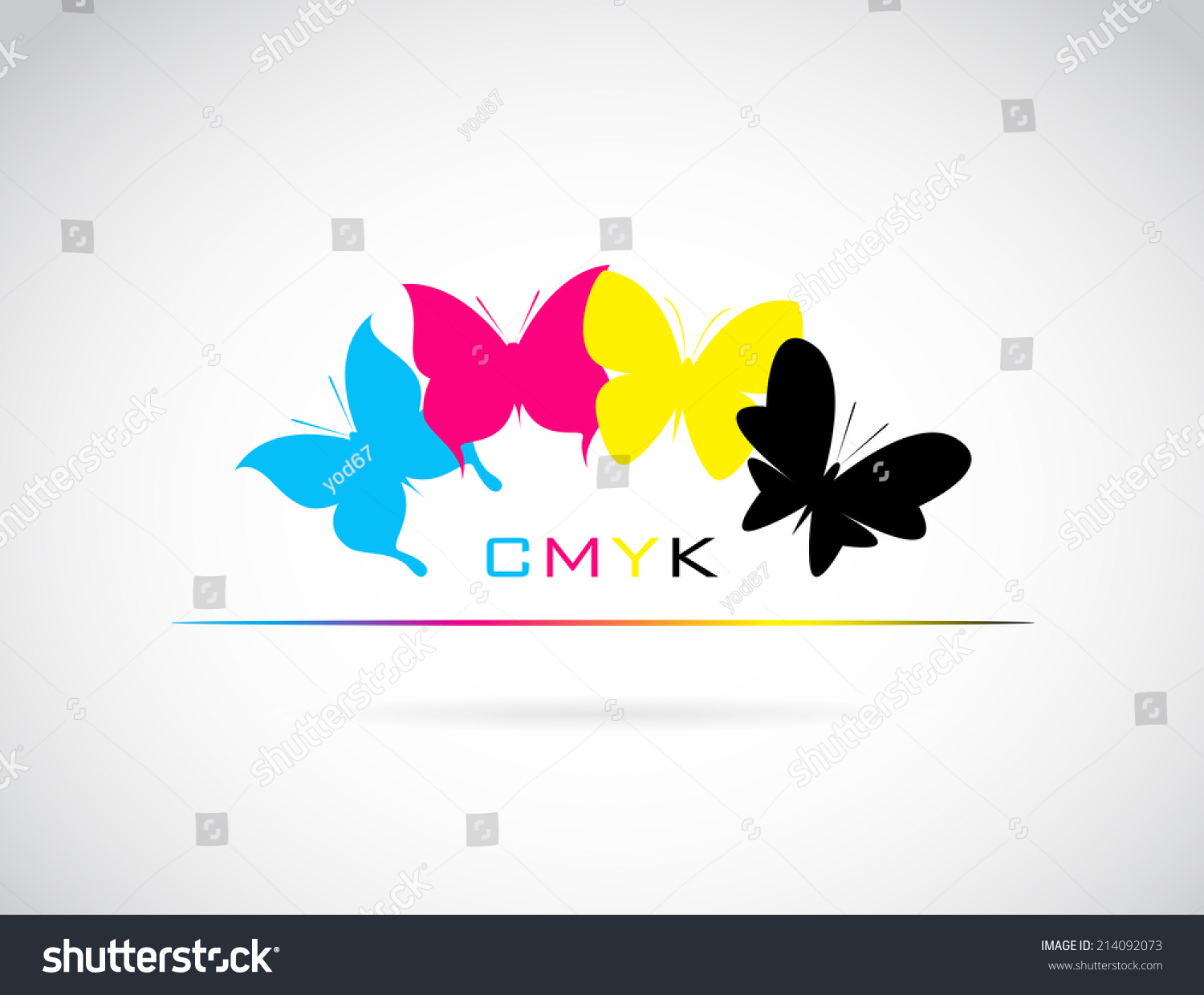 SVG of Vector group of butterfly colored cmyk print on white background. svg