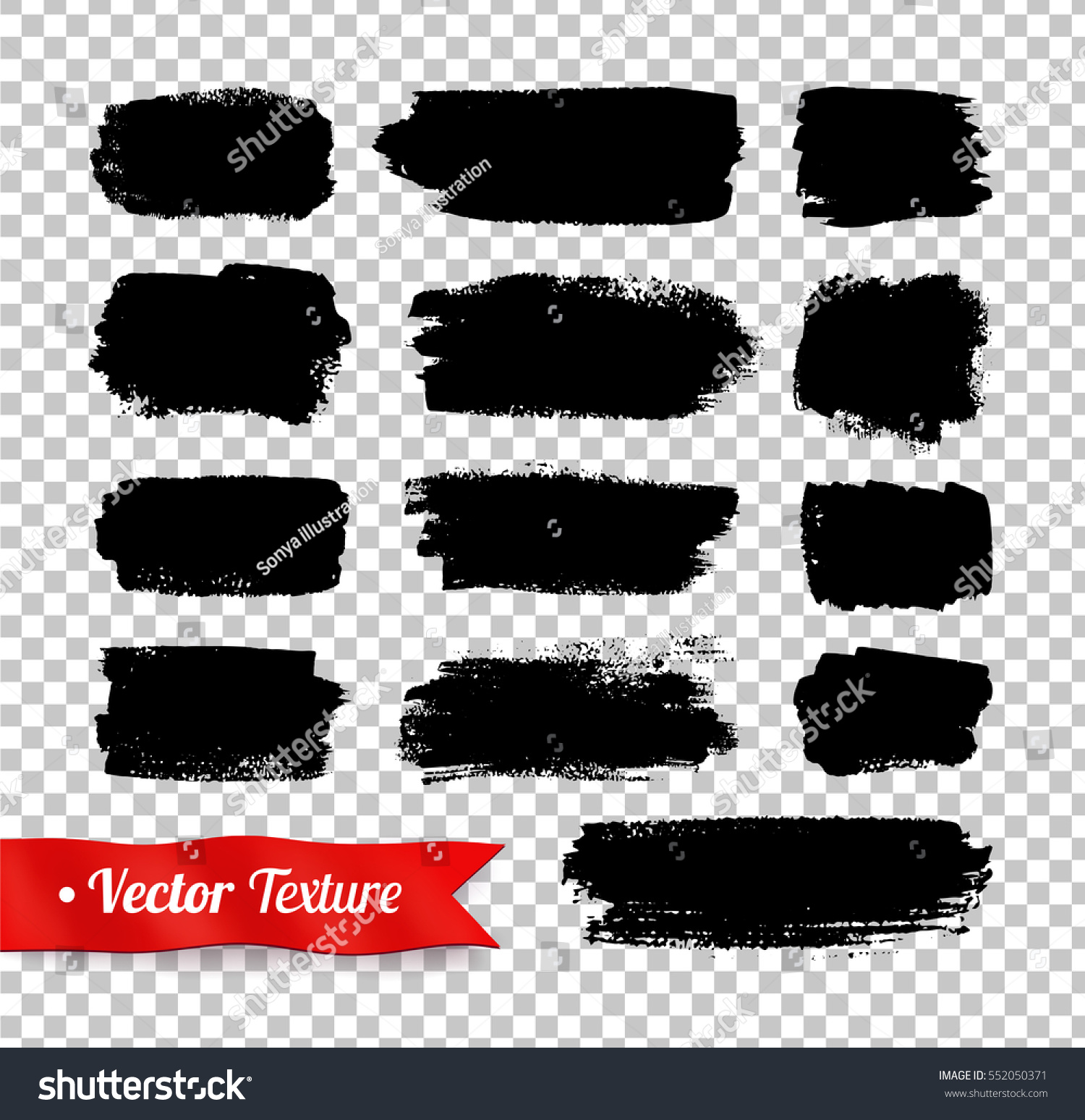 Vector Grunge Black Watercolor Brush Strokes Stock Vector 552050371