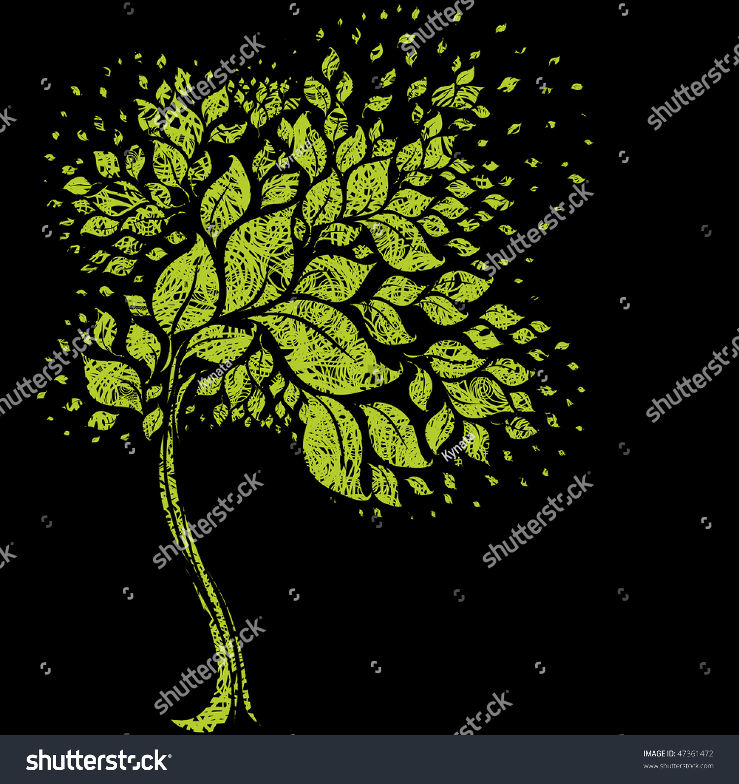 Vector Grunge Modern Design Tree Symbol Stock Vector 47361472