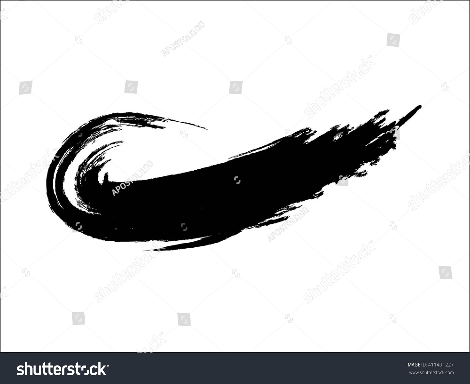Vector Grunge Paint Brush Curved Brush Stock Vector (Royalty Free ...
