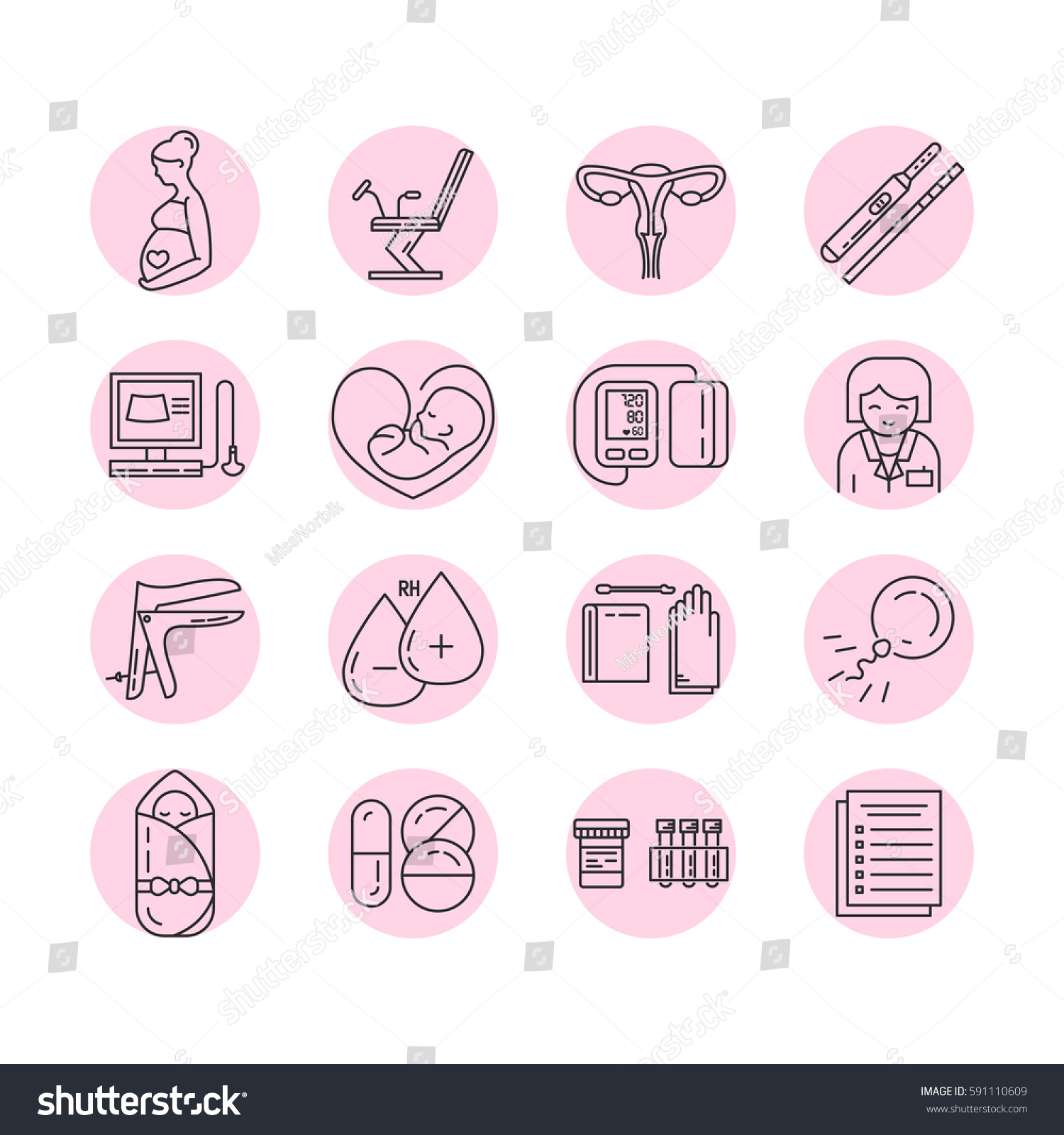 Vector Gynecology Symbols Icon Set Medical Stock Vector Royalty Free