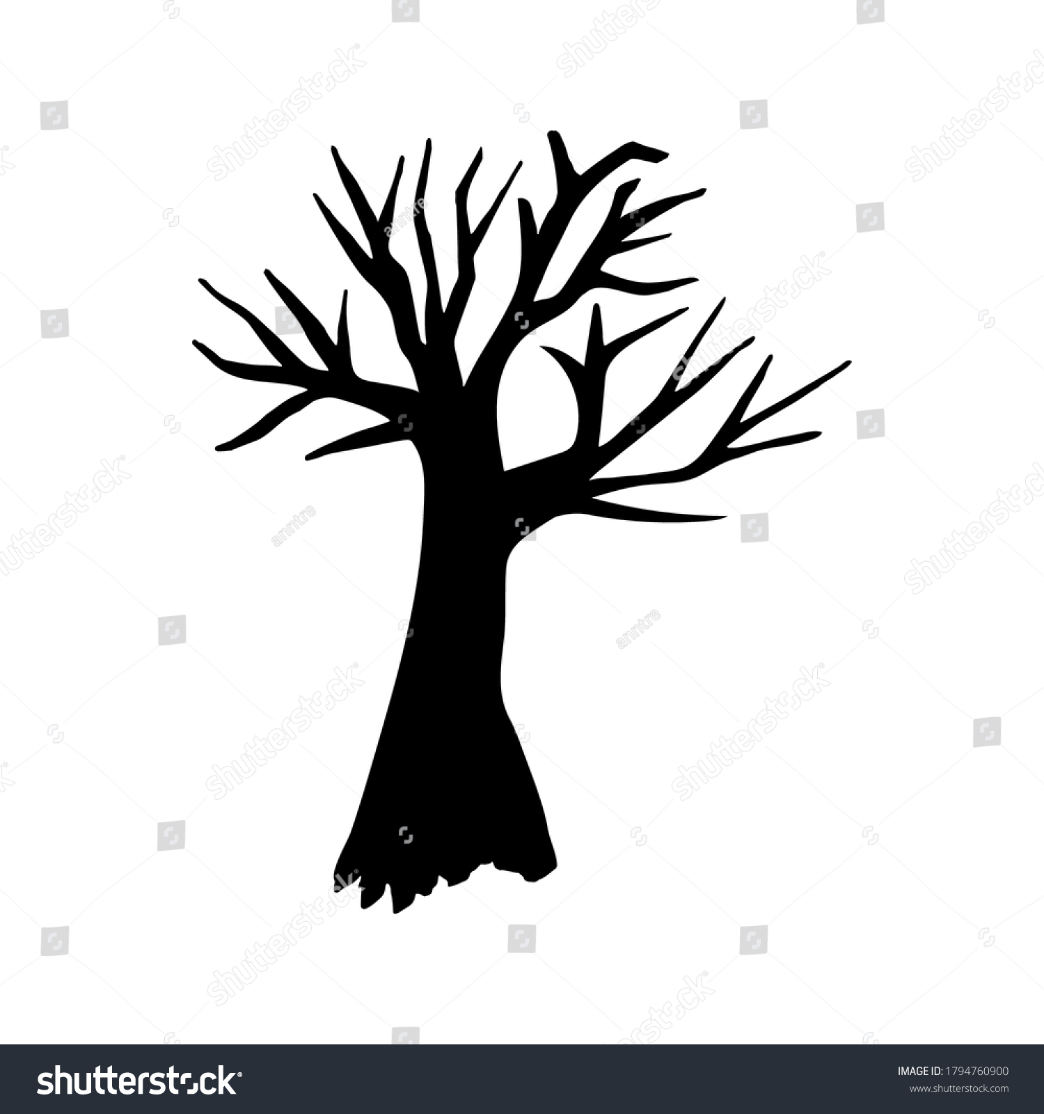 Vector Halloween Dry Tree Clipart Funny Stock Vector (Royalty Free ...