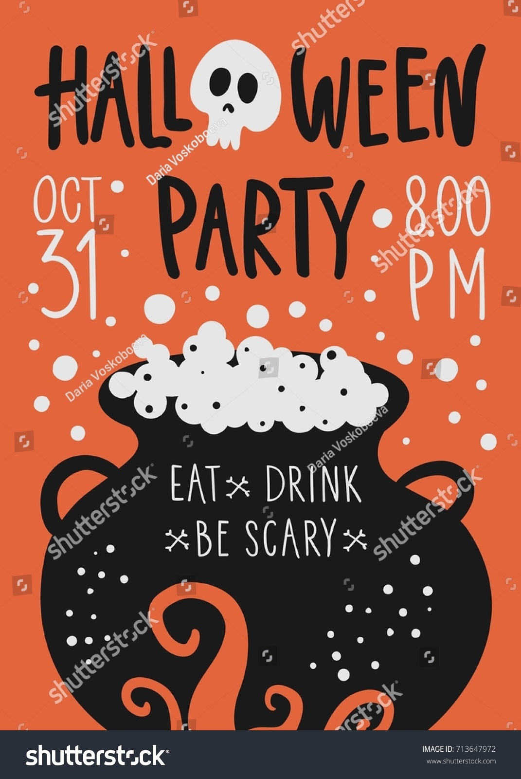 Vector Halloween Party Poster Template Witches Stock Vector (Royalty ...