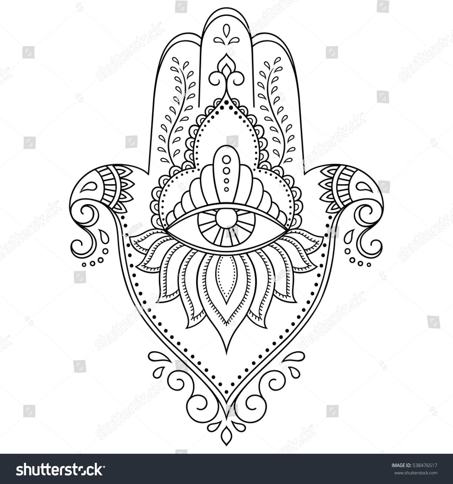 Vector Hamsa Hand Drawn Symbol Decorative Stock Vector 538476517 ...