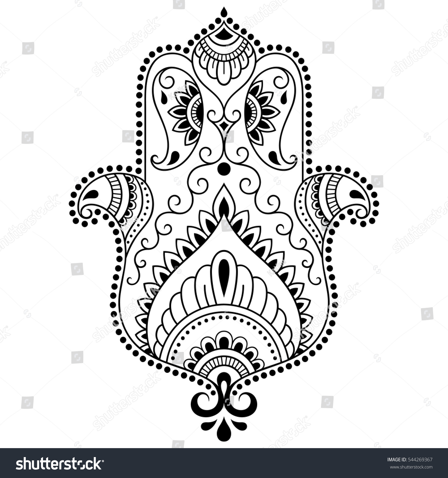 Vector Hamsa Hand Drawn Symbol Decorative Stock Vector 544269367 ...