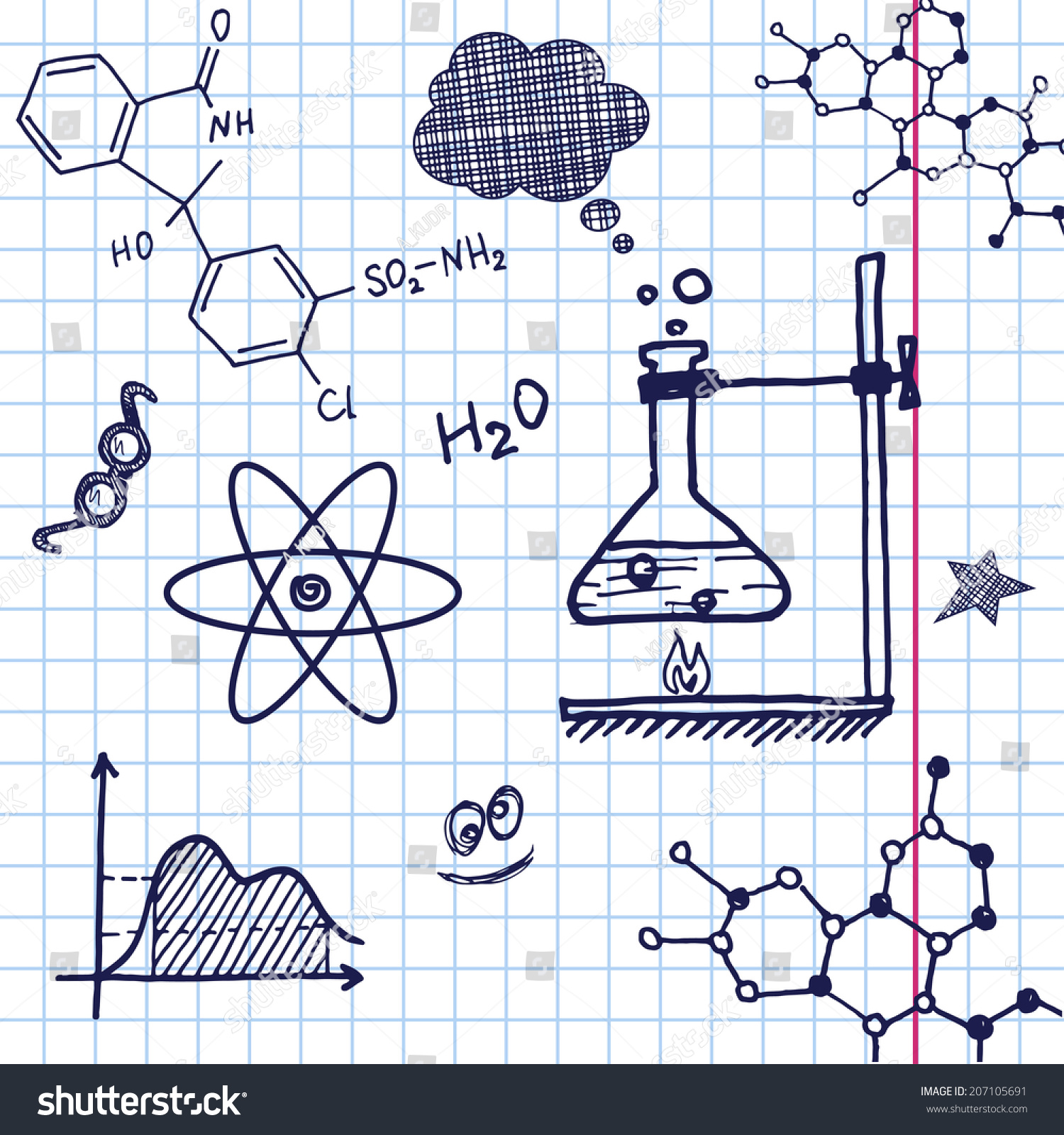 Vector Hand Draw Chemistry Elements On Stock Vector 207105691 ...