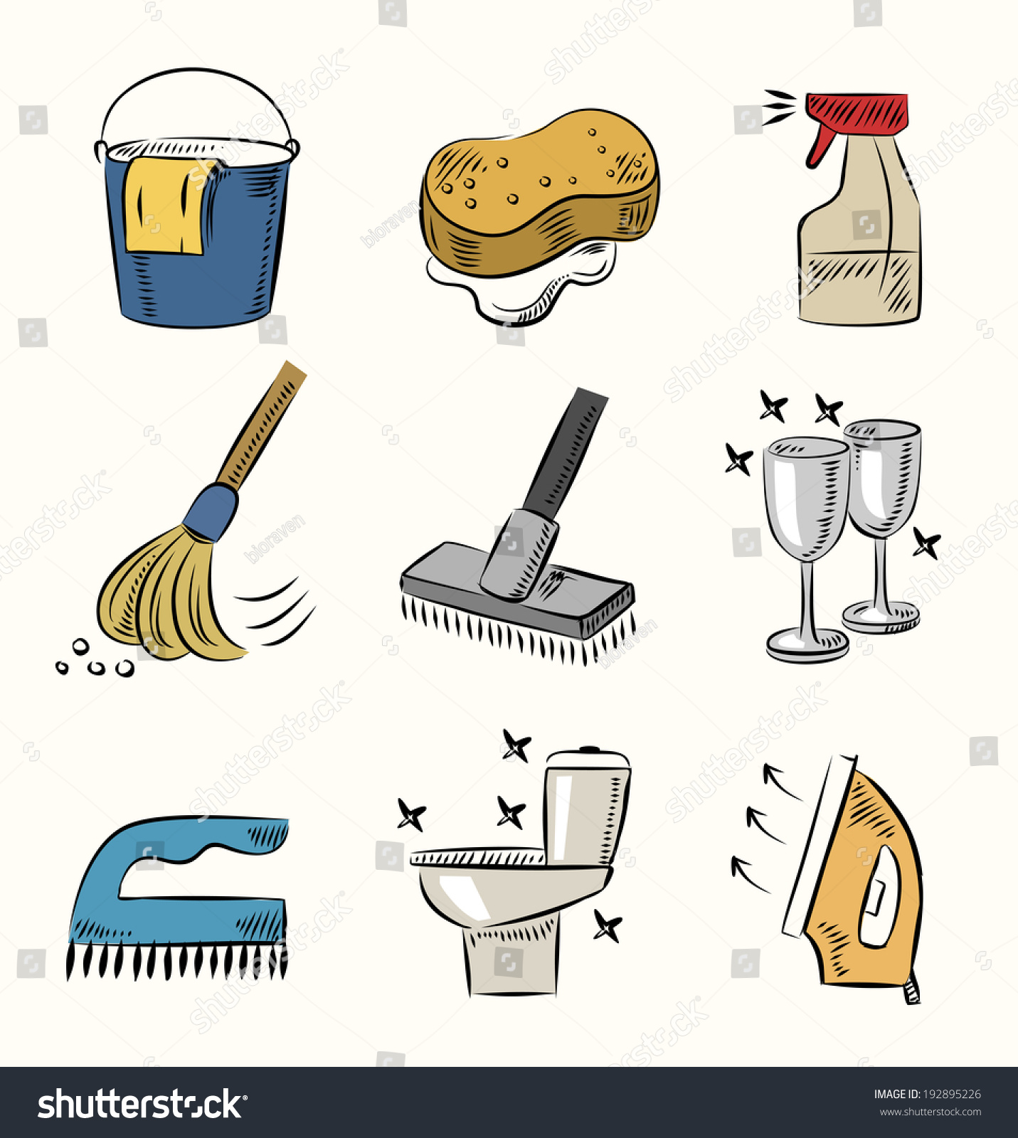 Vector Hand Draw Cleaning Icon Set Stock Vector (royalty Free 