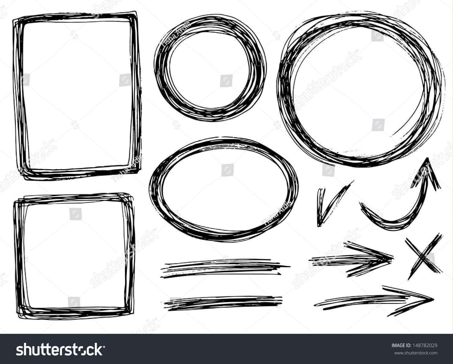 Vector Hand-Draw Frames With Pencil Texture - 148782029 