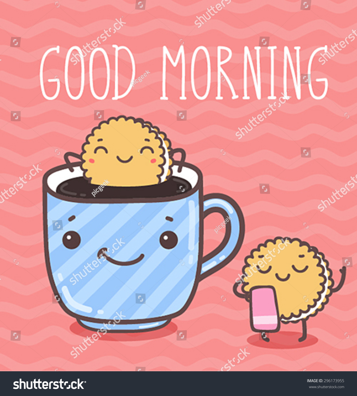 Vector Hand Draw Illustration Good Morning Stock Vector 296173955 ...