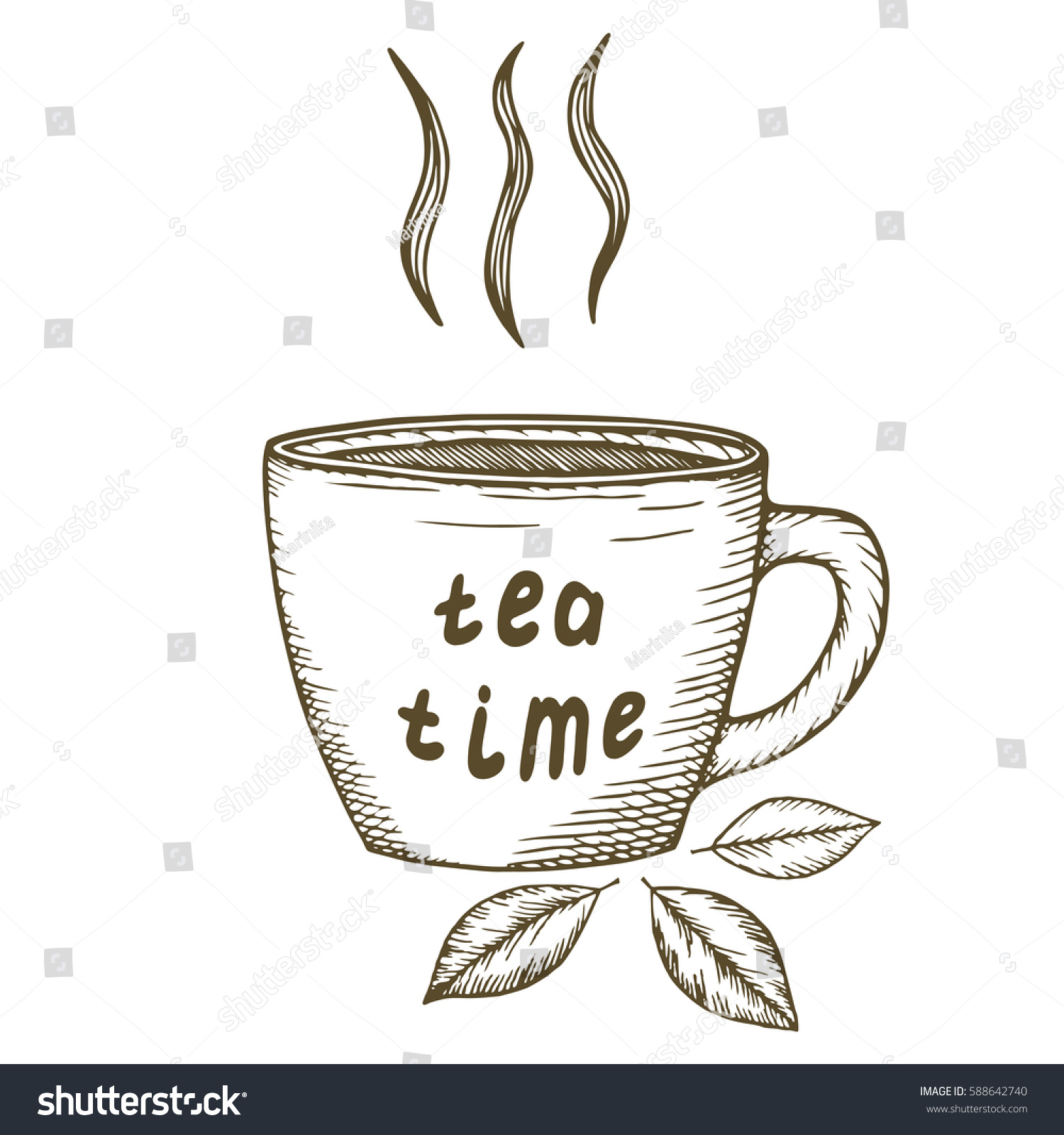 Vector Hand Draw Illustration Cup Tea Stock Vector Royalty Free