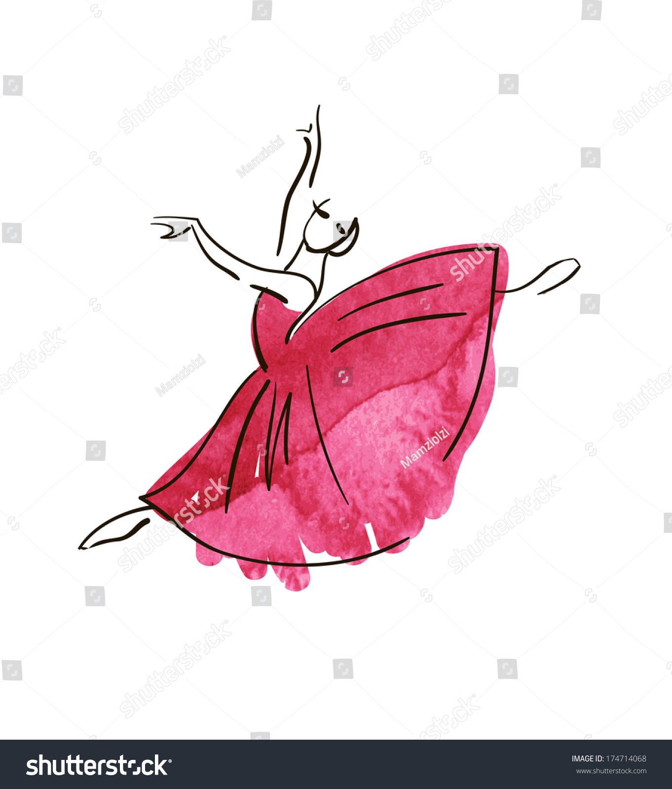 Vector Hand Drawing Ballerina Figure Watercolor Stock Vector Royalty Free 174714068 Shutterstock 