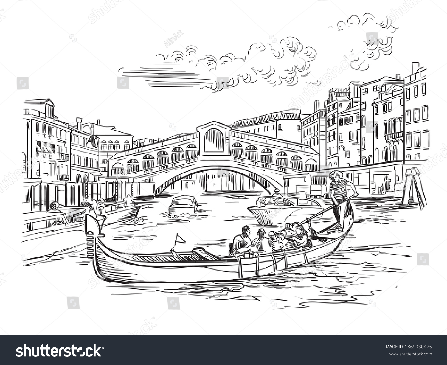 Vector Hand Drawing Sketch Illustration Rialto Stock Vector (Royalty ...