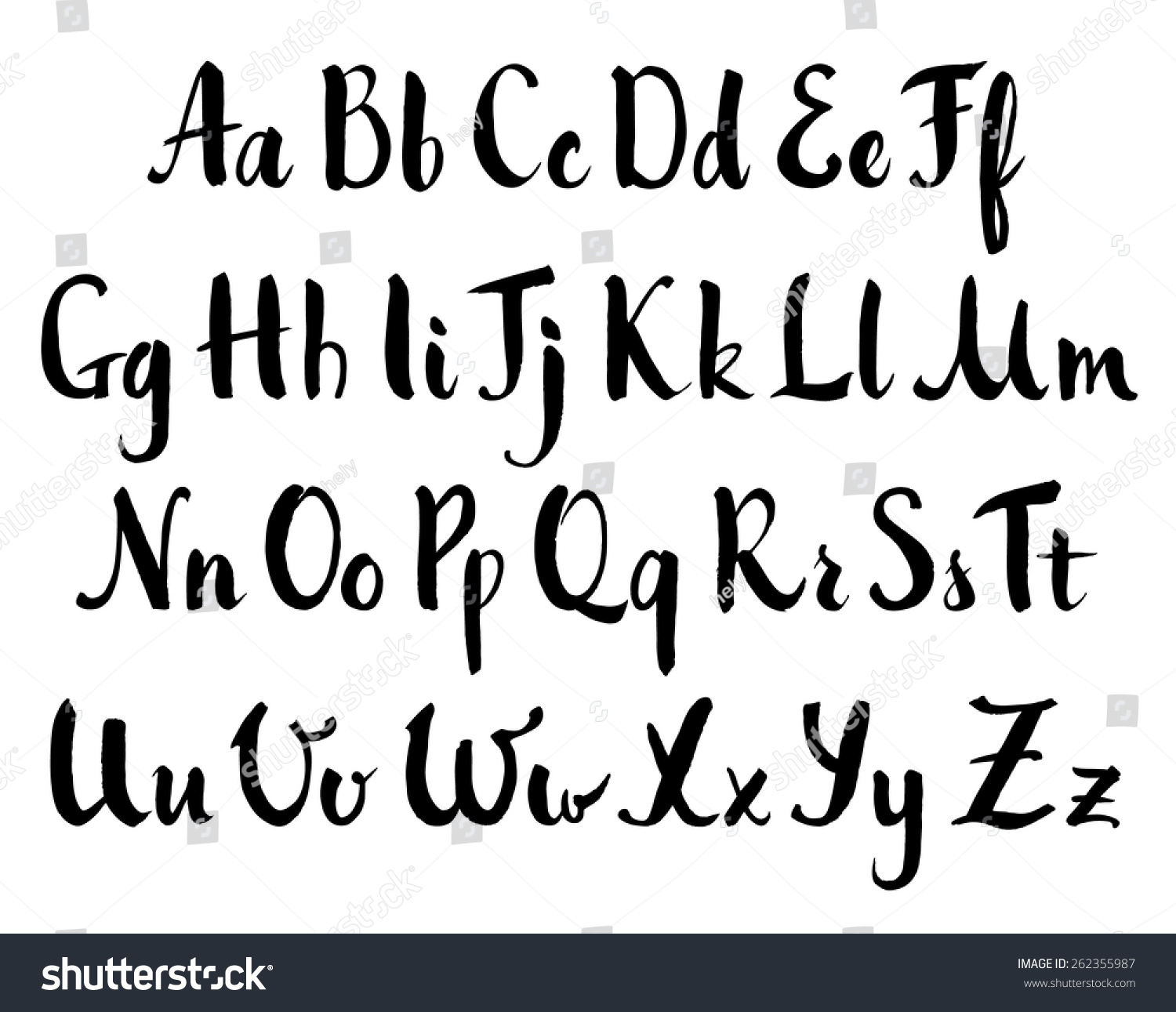 Vector Hand Drawn Alphabet Brush Painted Stock Vector (Royalty Free ...