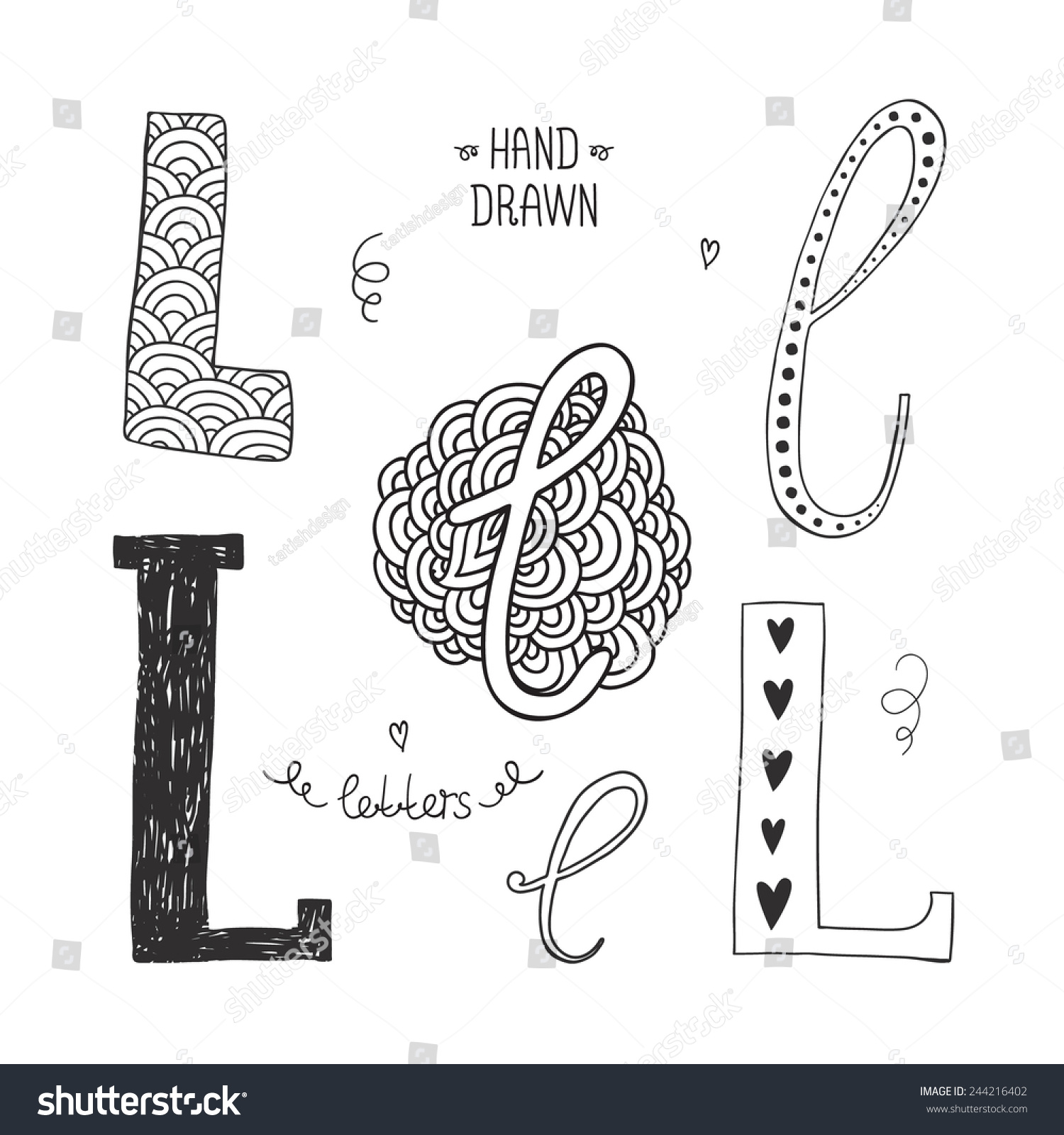Vector Hand Drawn Alphabet Letter L Stock Vector (Royalty Free