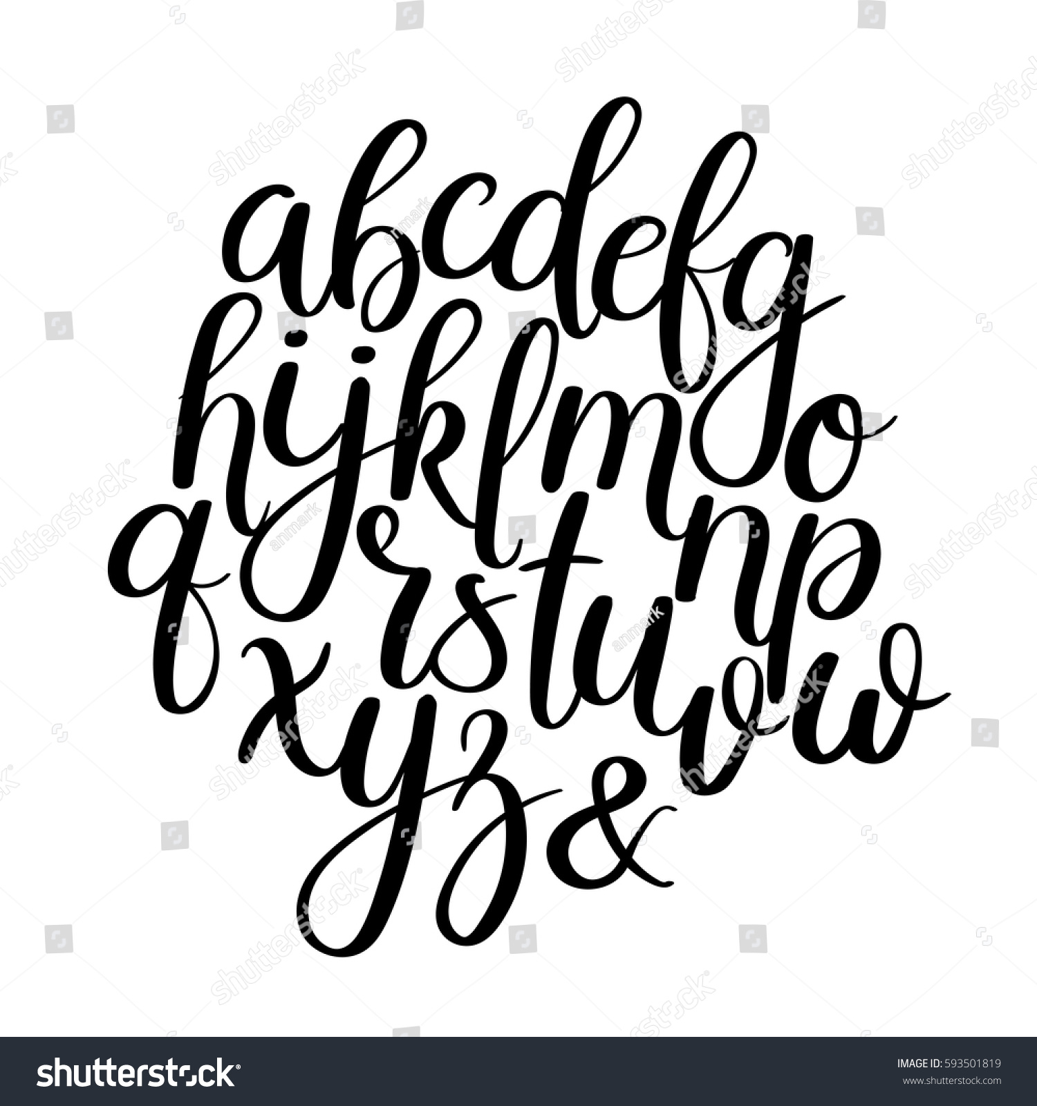 Vector Hand Drawn Alphabet Modern Calligraphy Stock Vector (Royalty ...