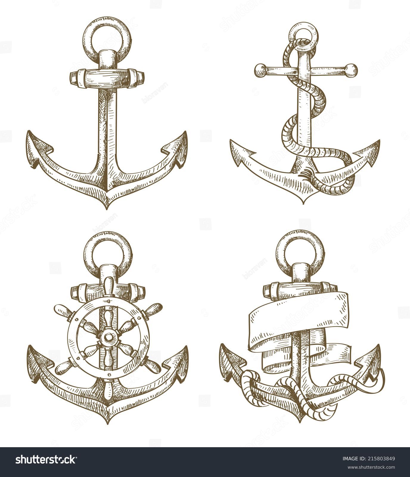 SVG of vector hand drawn anchor icon set on background svg