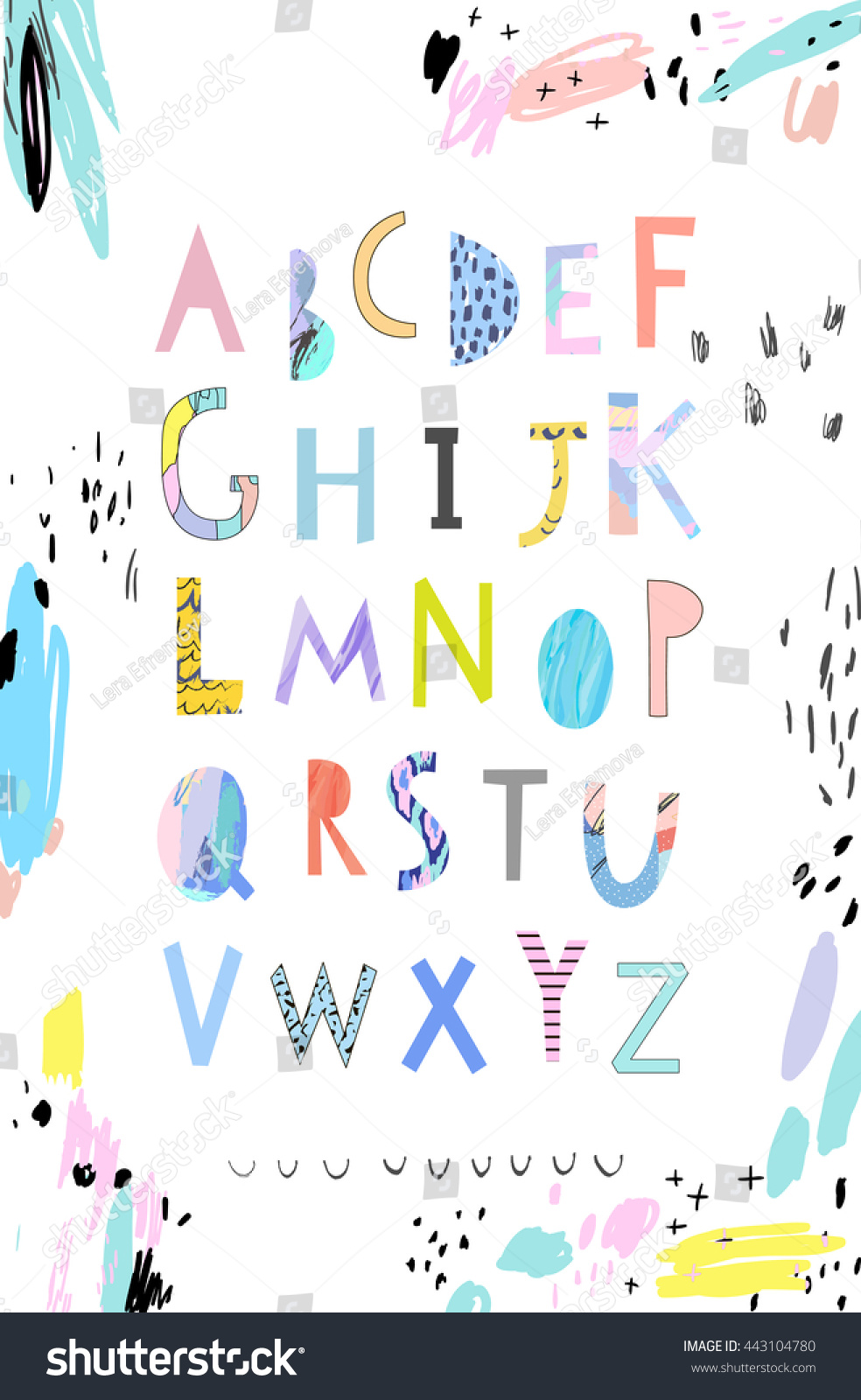 Vector Hand Drawn Artistic Alphabet Cutout Stock Vector (Royalty Free ...