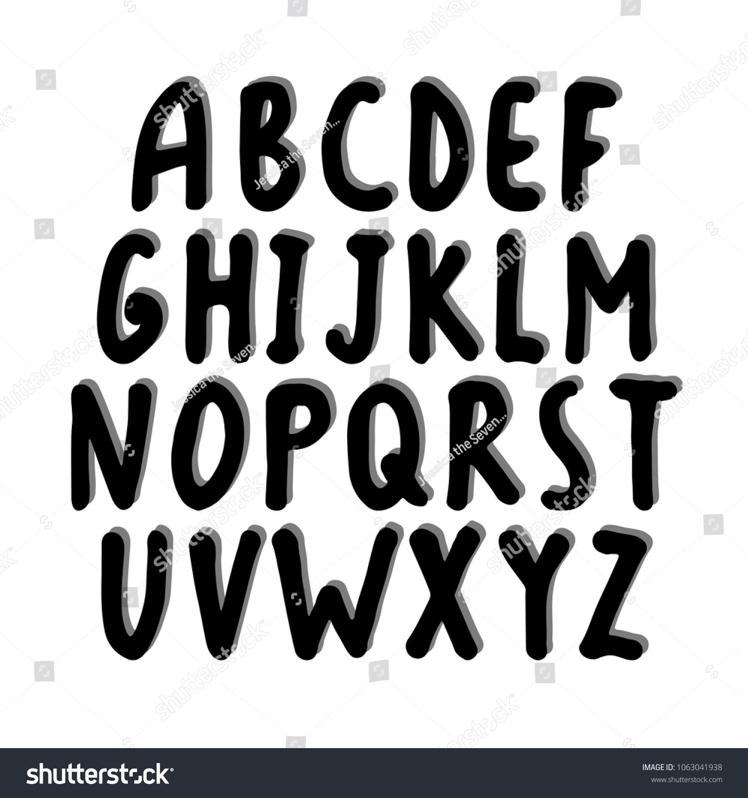 Vector Hand Drawn Black Bold Font 스톡 벡터로열티 프리 1063041938 Shutterstock