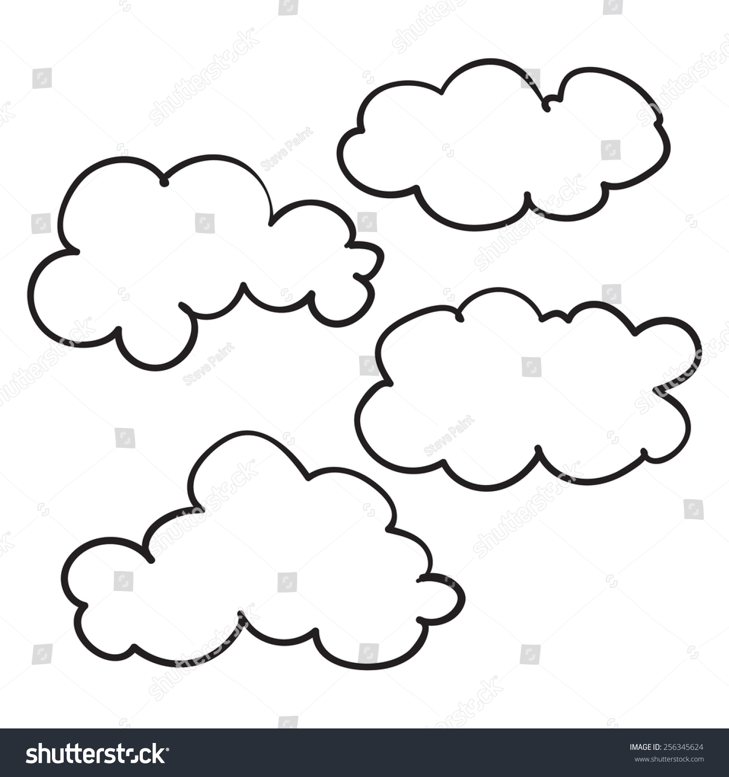 Vector Hand Drawn Clouds On White Stock Vector (Royalty Free) 256345624