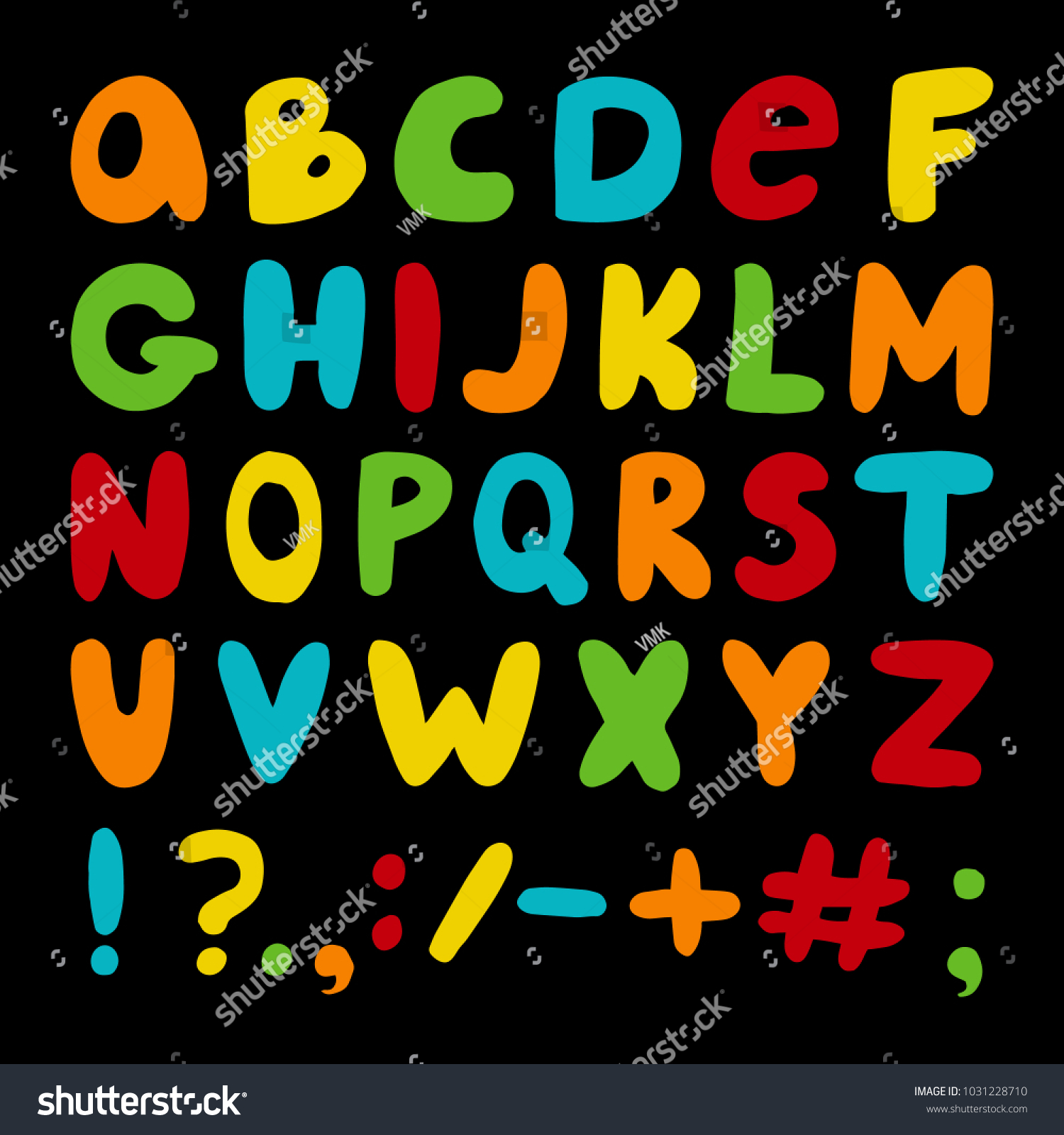 Vector Hand Drawn Colorful English Alphabet Stock Vector Royalty Free 1031228710 Shutterstock 