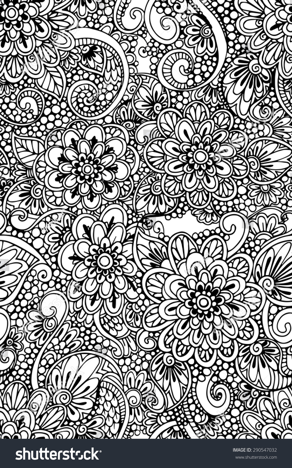 Vector Hand Drawn Decorative Abstract Pattern. Seamless Doodle Floral ...