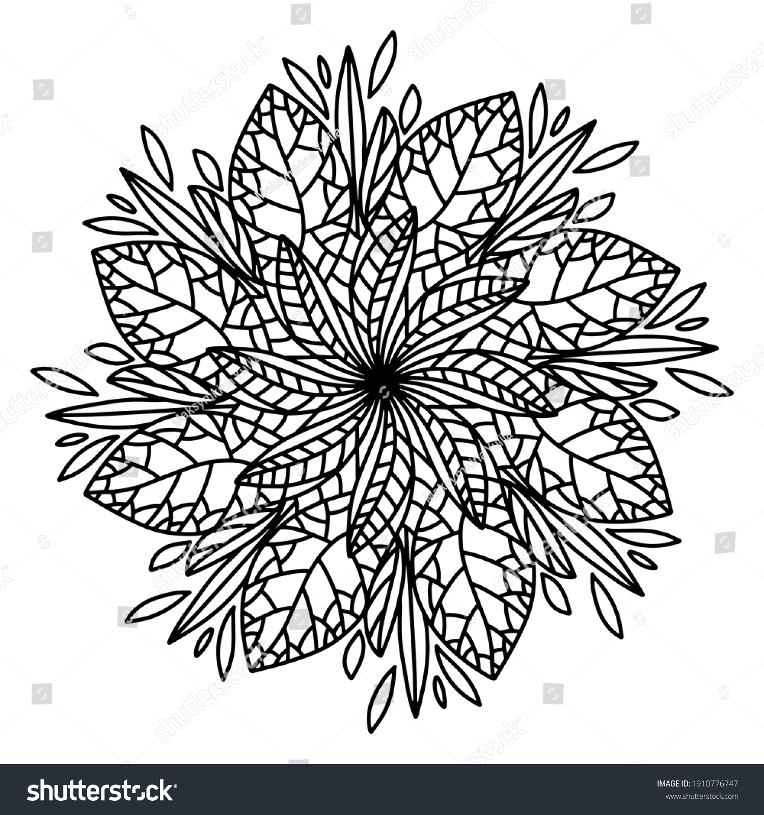 Vector Hand Drawn Floral Mandala Isolated Stock Vector (Royalty Free ...