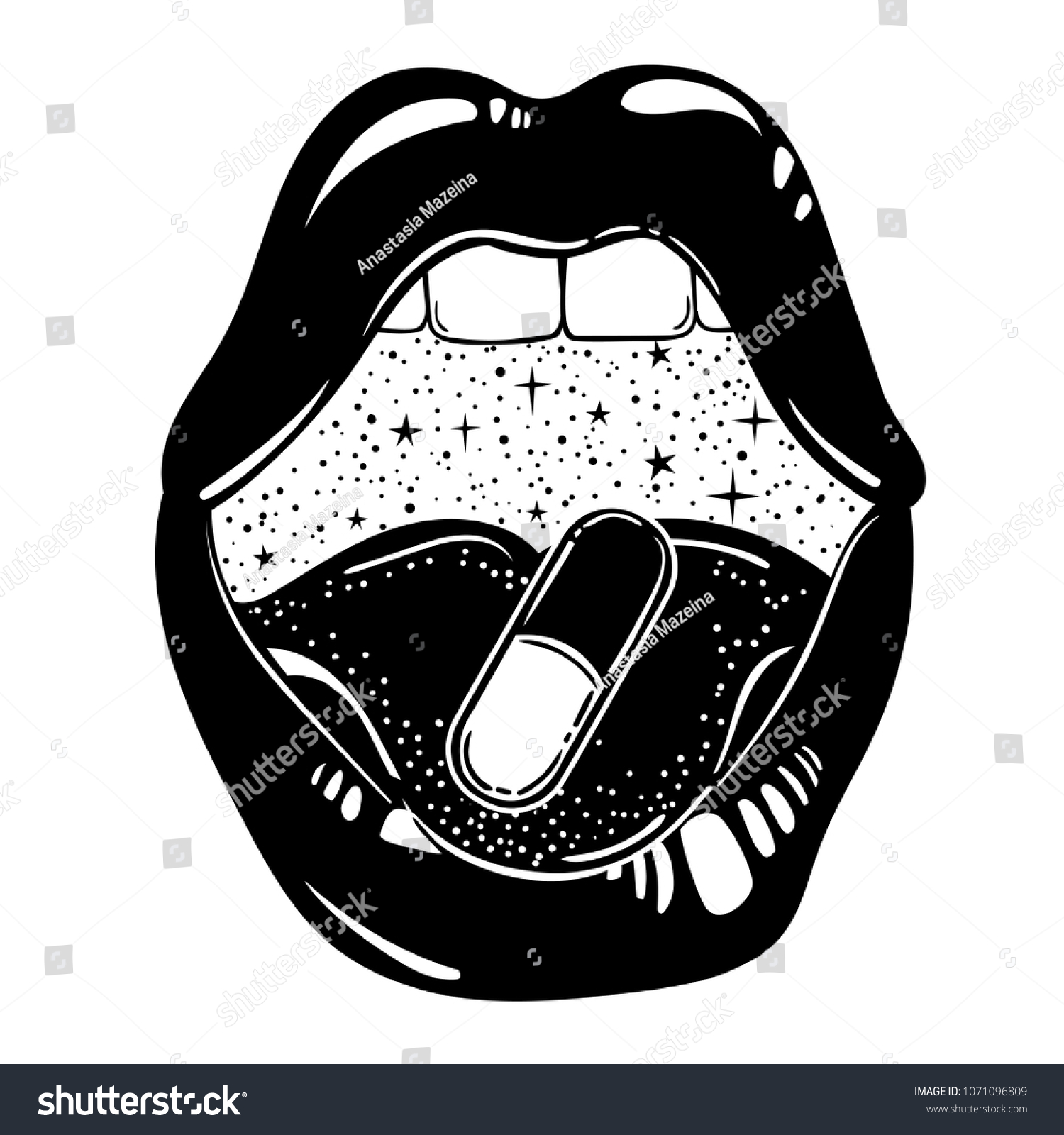 Vector Hand Drawn Illustration Female Mouth Stock Vector (Royalty Free ...