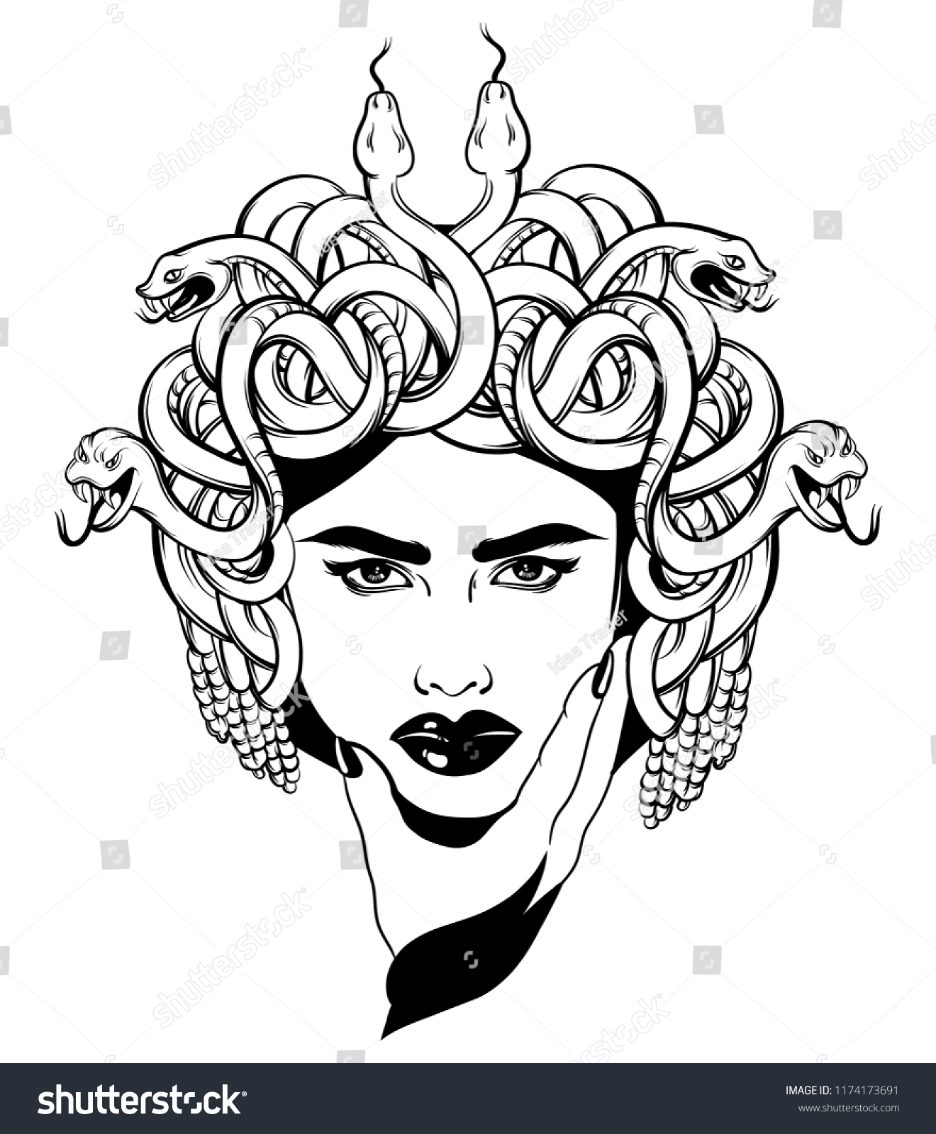 Vector Hand Drawn Illustration Gorgon Isolated Stock Vector (Royalty ...