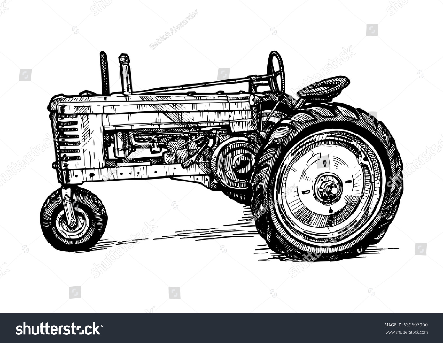 Download Vector Hand Drawn Illustration Retro Tractor Stock Vector ...